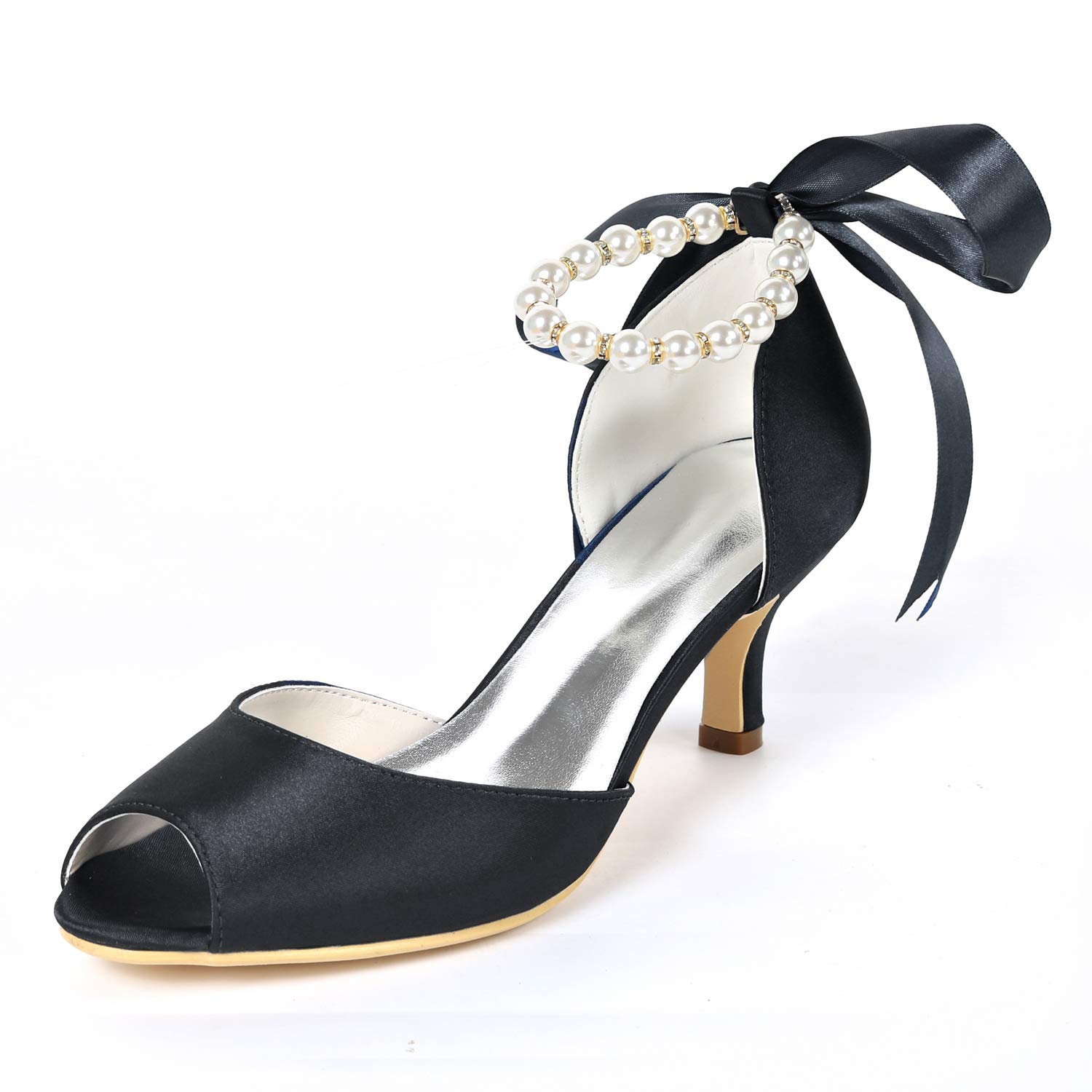 Elegant White Satin Open Toe Wedding Shoes for Bride with Pearl Heels – Perfect for Bridal Ceremonies, Evening Parties & Formal Dress Occasions