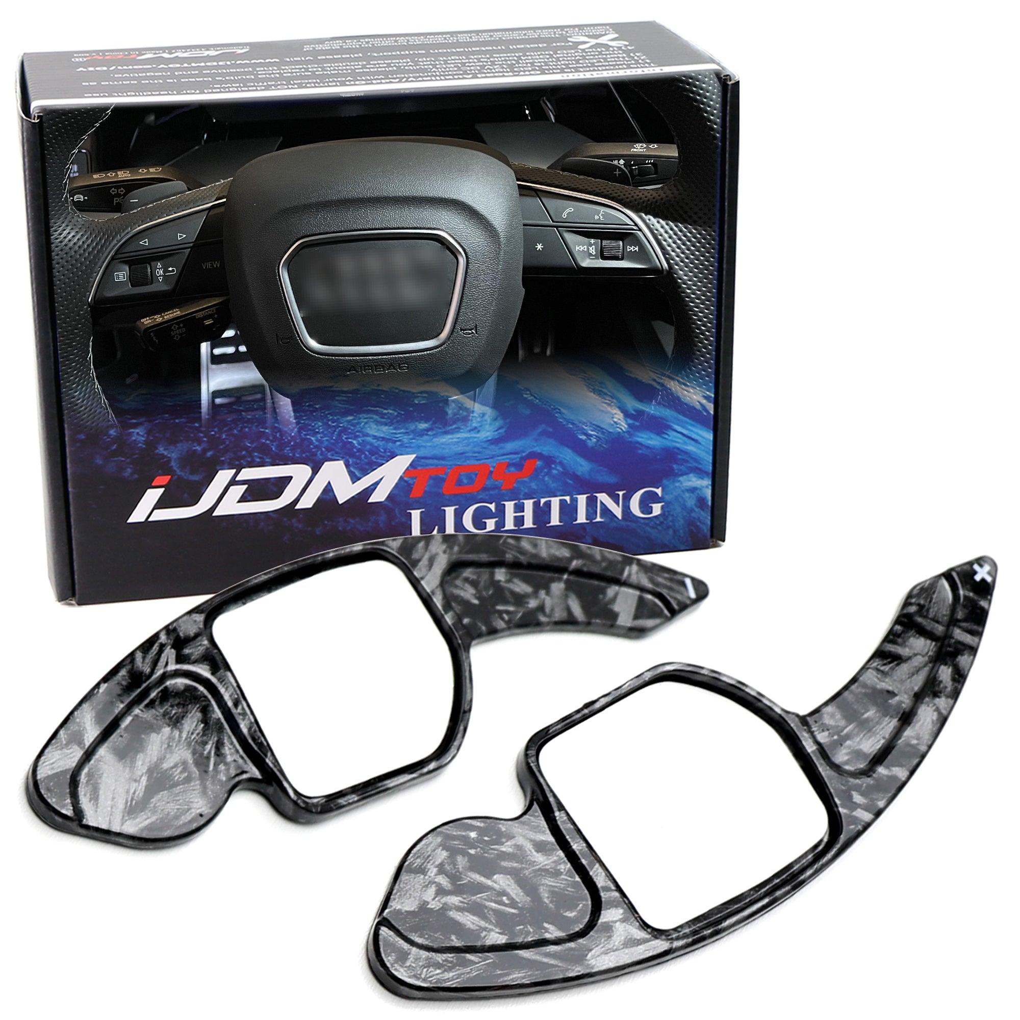Premium Forged Carbon Fiber Steering Wheel Paddle Shifters for Audi A4 A5 A6 Q3 Q5 Q7 - Upgrade Your Driving Experience with Sporty Gear Shifting