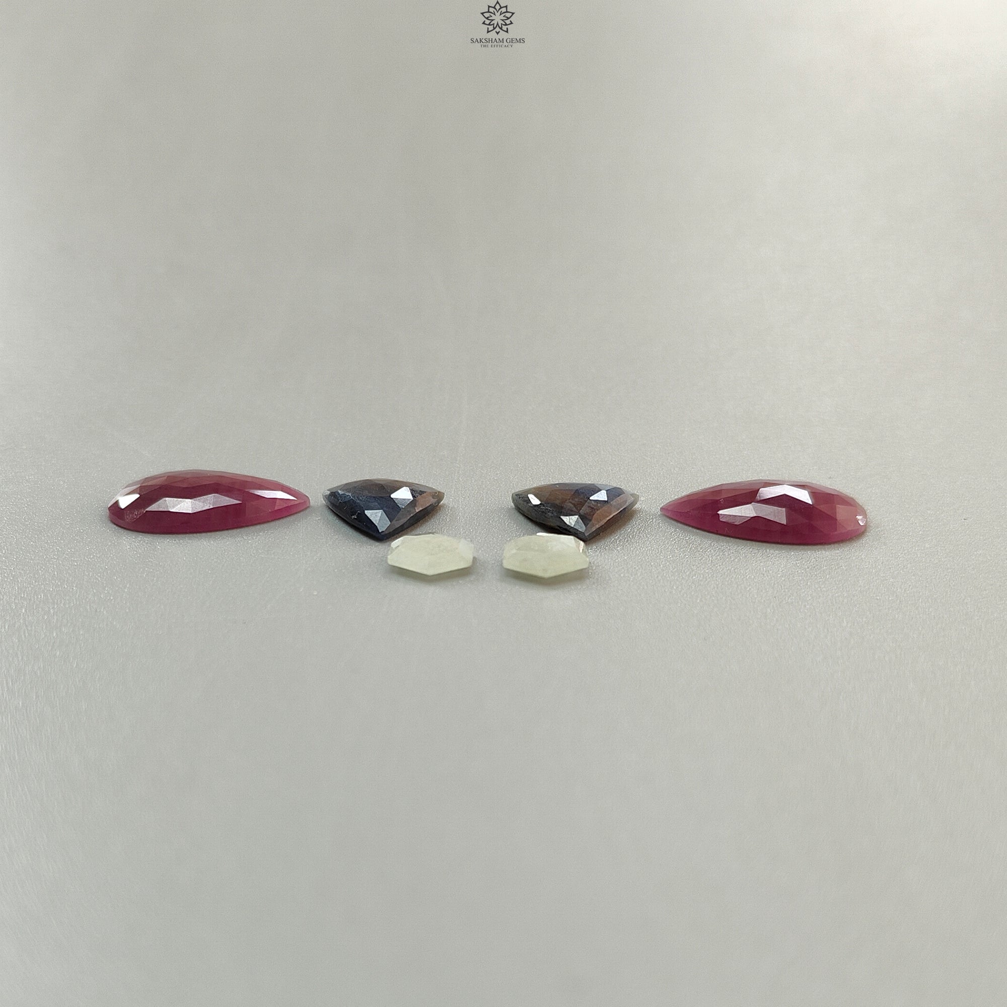 35.70cts Natural Untreated Sapphire Gemstone Slices - Rose Cut Faceted Pear Shape (10x8mm to 21.5x15mm) 6-Piece Set | Jewelry Making, DIY Crafts & Healing Crystal Collection