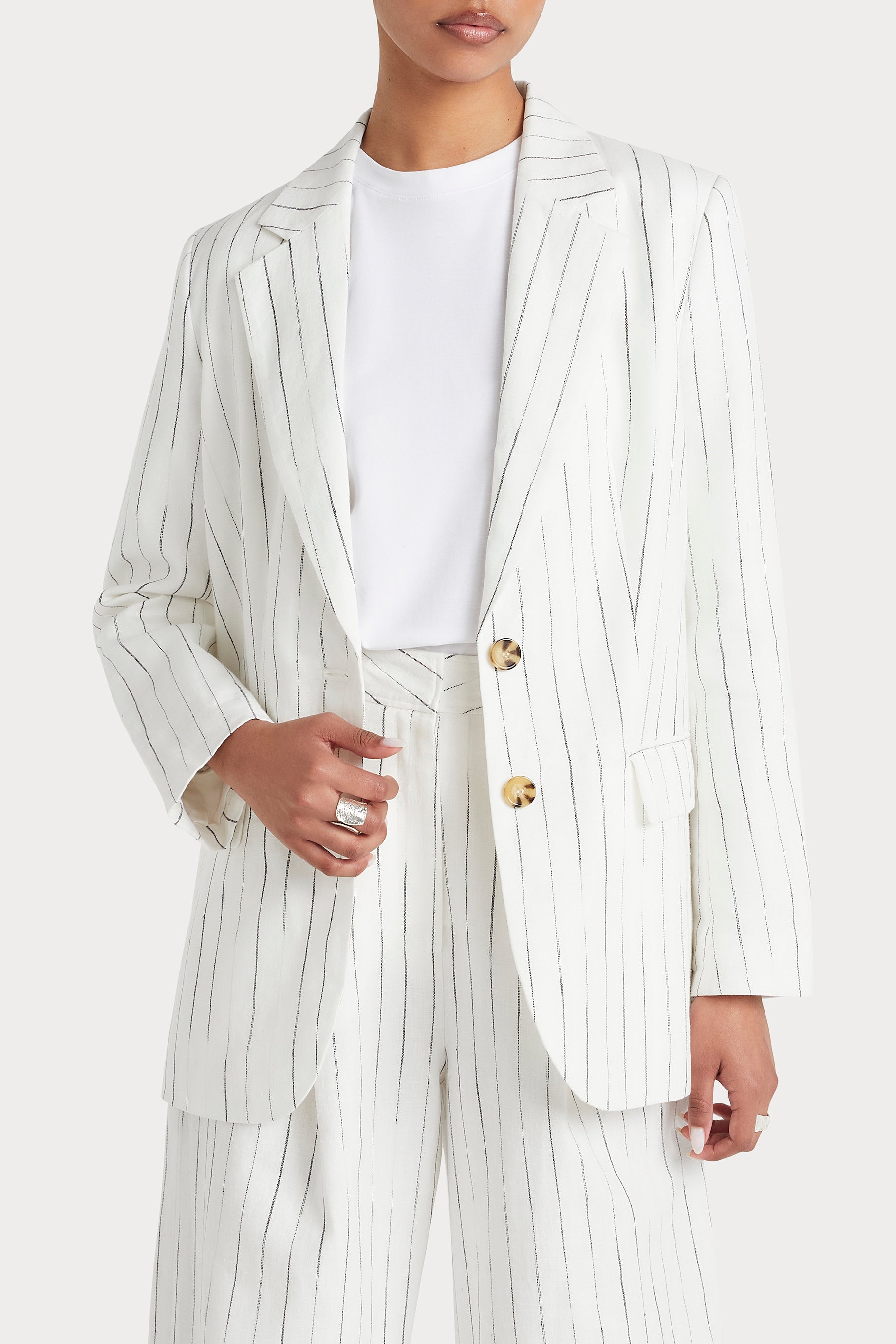 Husk LAUREN BLAZER Jacket for Women - White & Black Slim Fit Blazer for Office, Business, and Formal Occasions