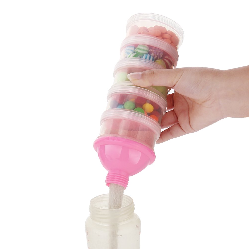 Accmor 5-Compartment Stackable Formula Dispenser | BPA-Free Travel Baby Milk Powder & Snack Container | Portable for On-the-Go Feeding, Daycare & Family Outings