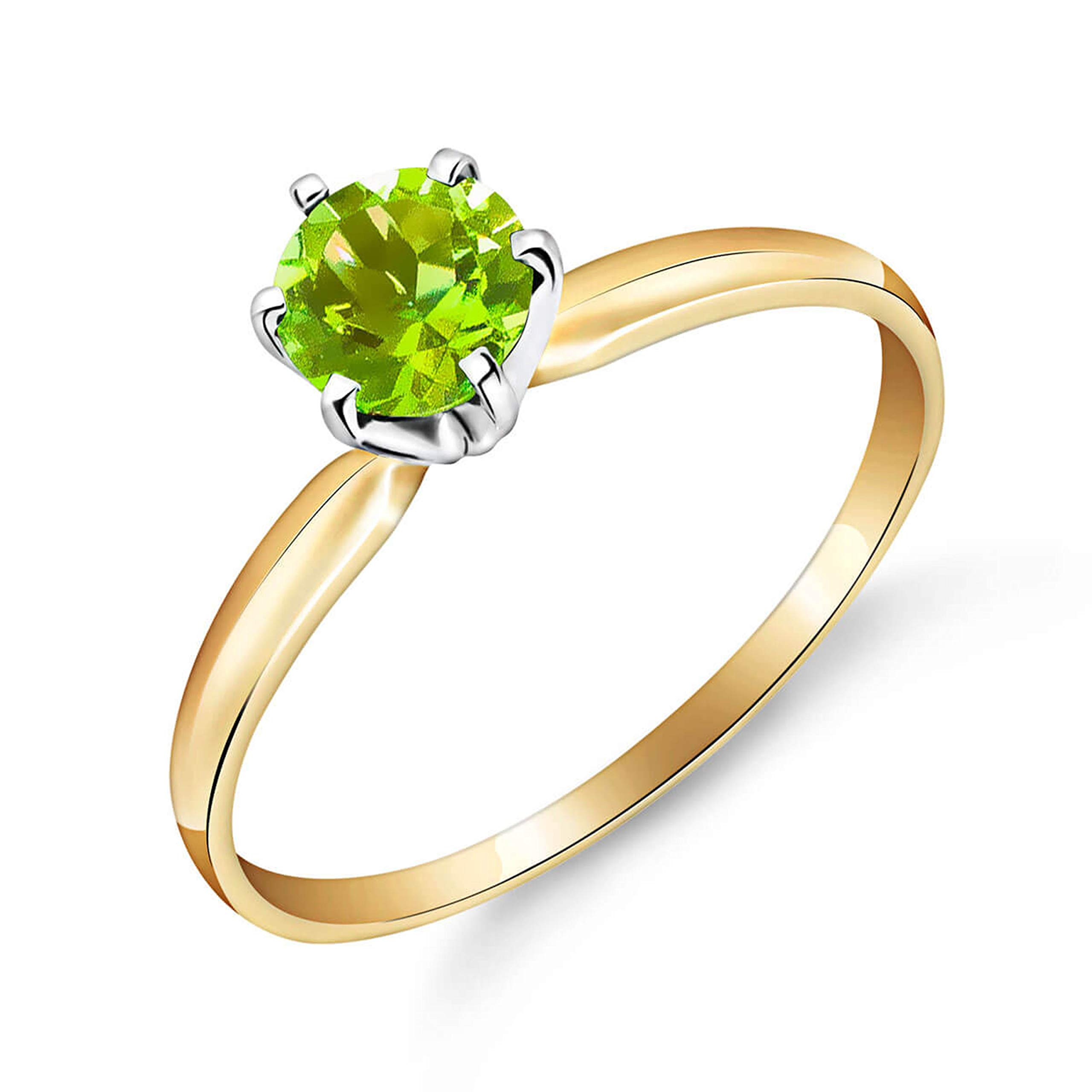 14K Solid Yellow Gold Solitaire Ring with 0.65 Carat Natural Peridot Gemstone - Elegant Dainty Jewelry for Women, Perfect for Engagement, Anniversary & Special Occasion Gifts