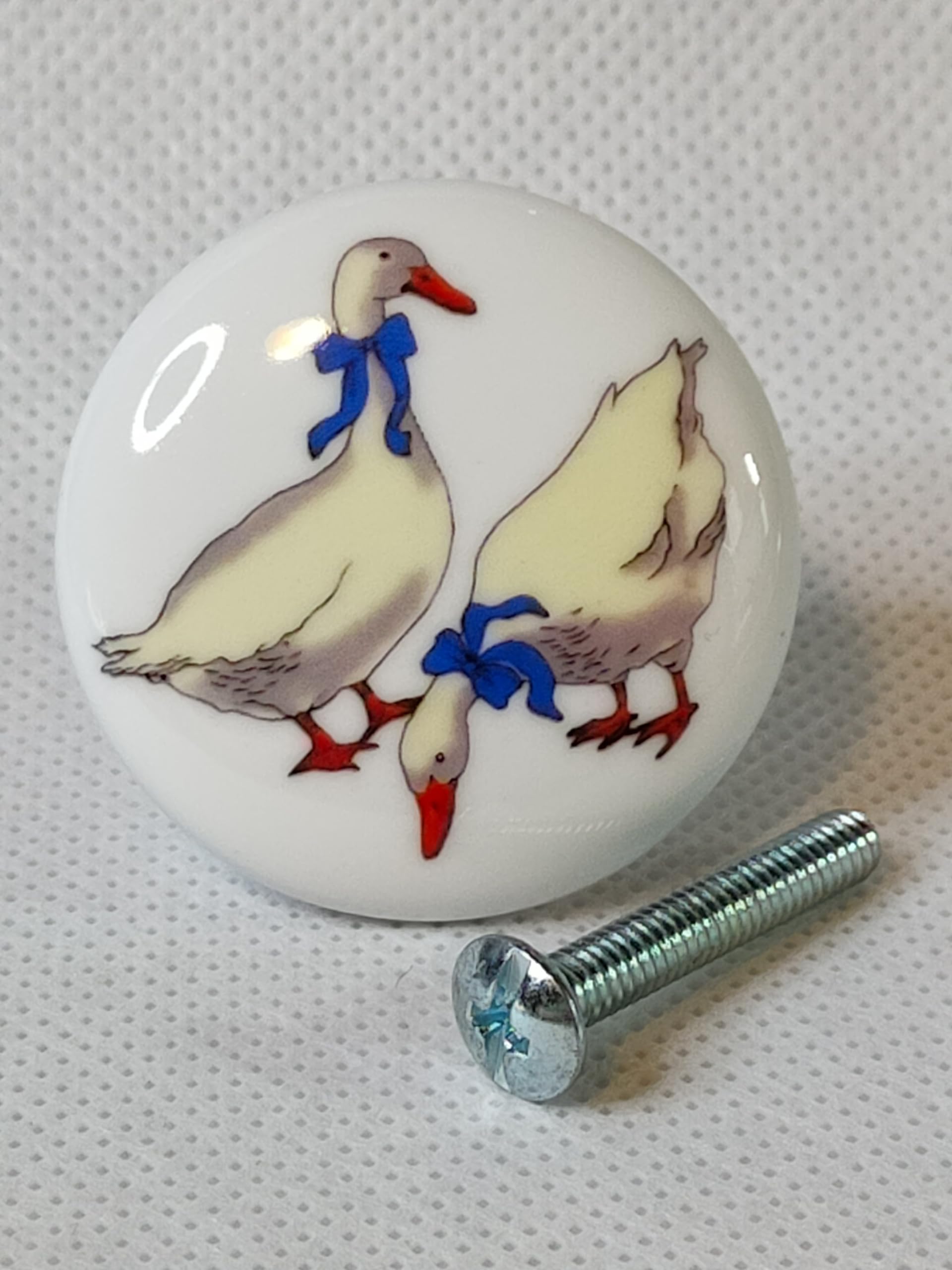 Glossy White Ceramic Cabinet Knobs - Goose Dresser Drawer Pulls for Bedroom, Bathroom & Kitchen Cabinets - Elegant Hardware for Home Decor
