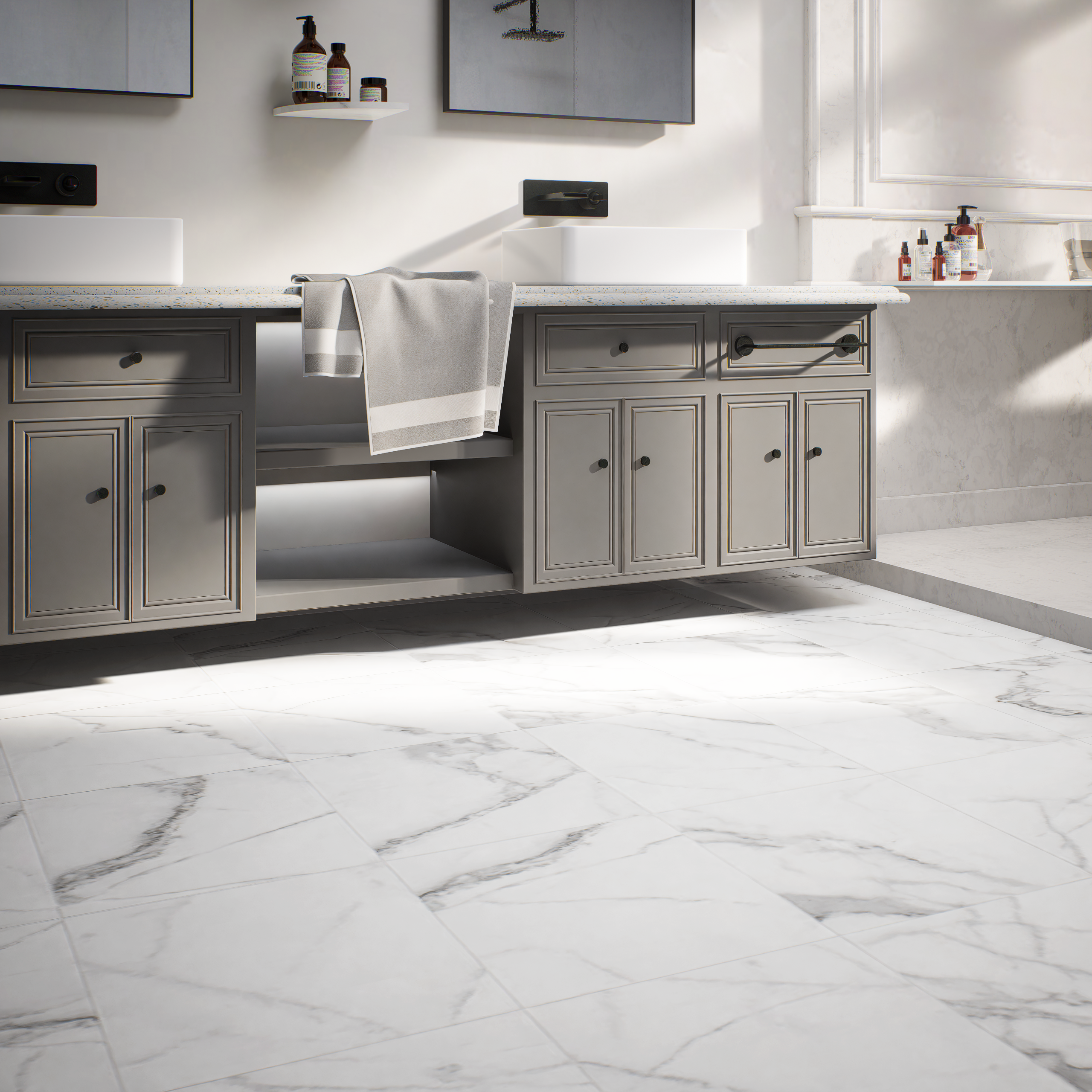 13 x 13 Inch Lumino Statuario Matte Pressed Glazed Porcelain Tile - Perfect for Kitchen Backsplash, Bathroom Walls & Flooring