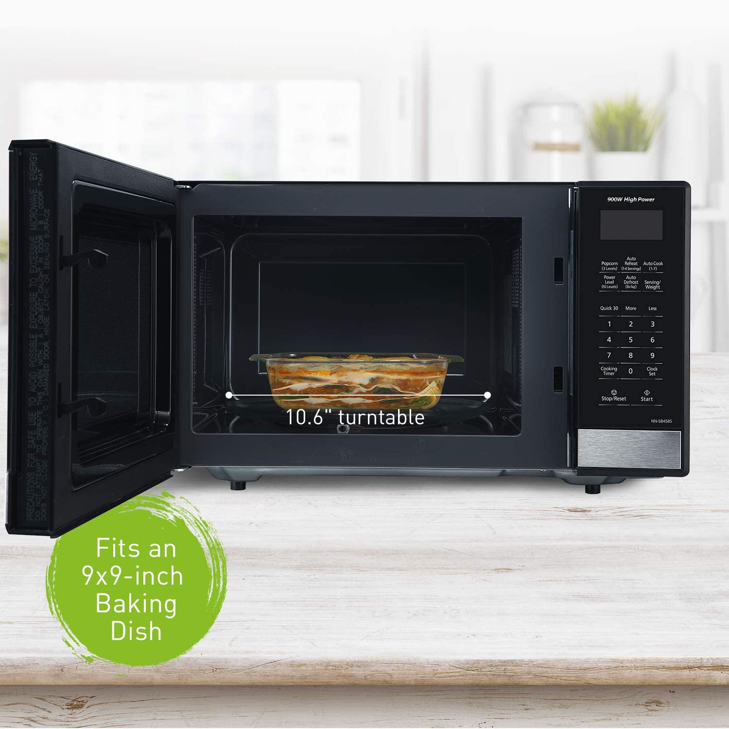 Refurbished Panasonic NN-SG458S 0.9 Cu Ft Microwave Oven - Black & Stainless Steel - Home Essentials Warranty - Perfect for Small Kitchens, Dorms & Office Break Rooms