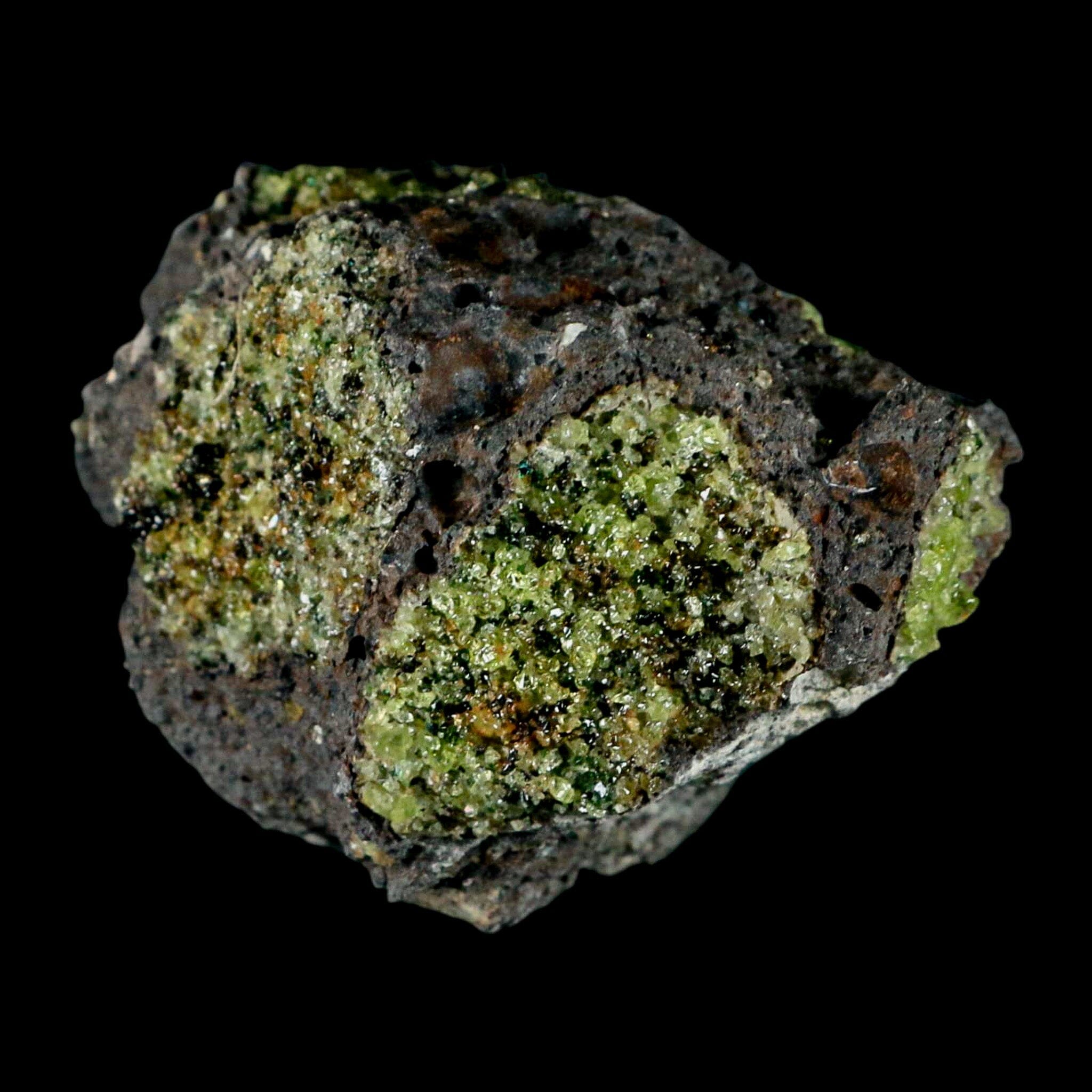Natural Emerald Peridot & Chromium Crystal Mineral Specimen on Volcanic Rock from Gila, AZ - Perfect for Gem Collectors, Home Decor & Healing Crystals Display