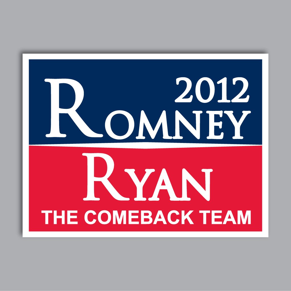 Romney Ryan 2012 'The Comeback Team' Yard Signs - Pack of 25 Outdoor Lawn Decorations with Easy Stakes for Political Campaigns, Elections, and Patriotic Yard Displays