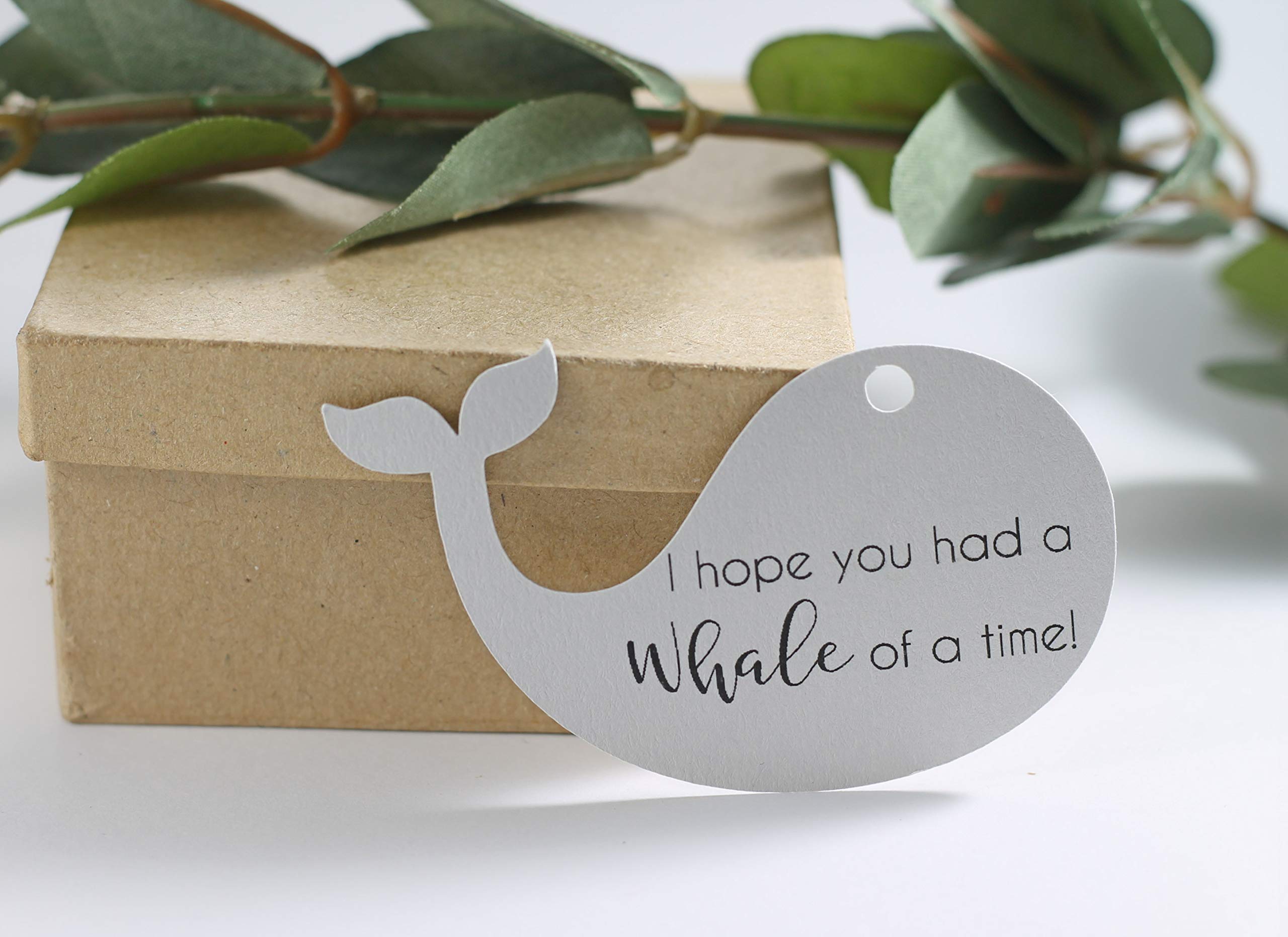 Whale of a Time Thank You Tags for Baby Boy Shower (Set of 12, Light Grey) - Perfect for Newborn Gifts, Baby Shower Favors & Thank You Cards