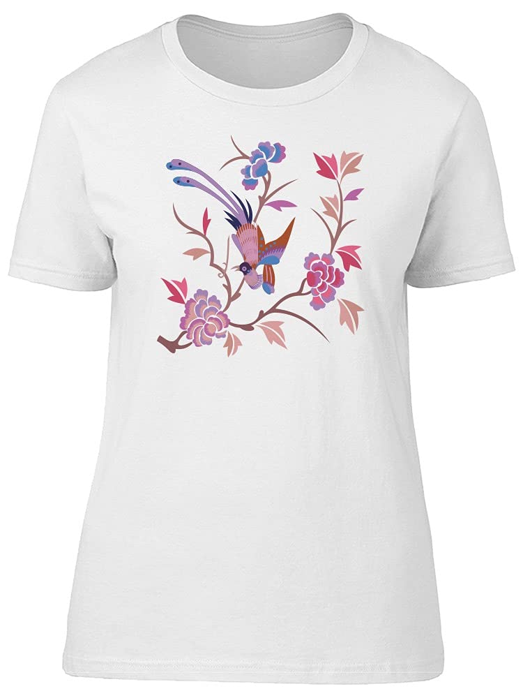 Abstract Bird With Flowers Women's T-Shirt - Casual Graphic Tee for Everyday Wear, Street Style & Outfits