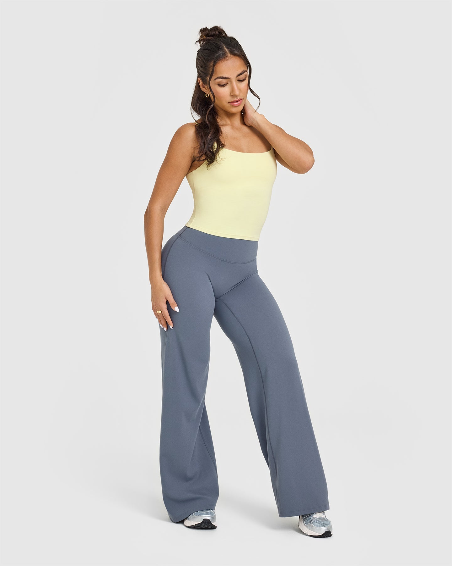 SoftMotion™ Strappy Mid Vest with Built-in Bra Shelf - Pastel Yellow | Women's Activewear for Yoga, Running & Gym Workouts