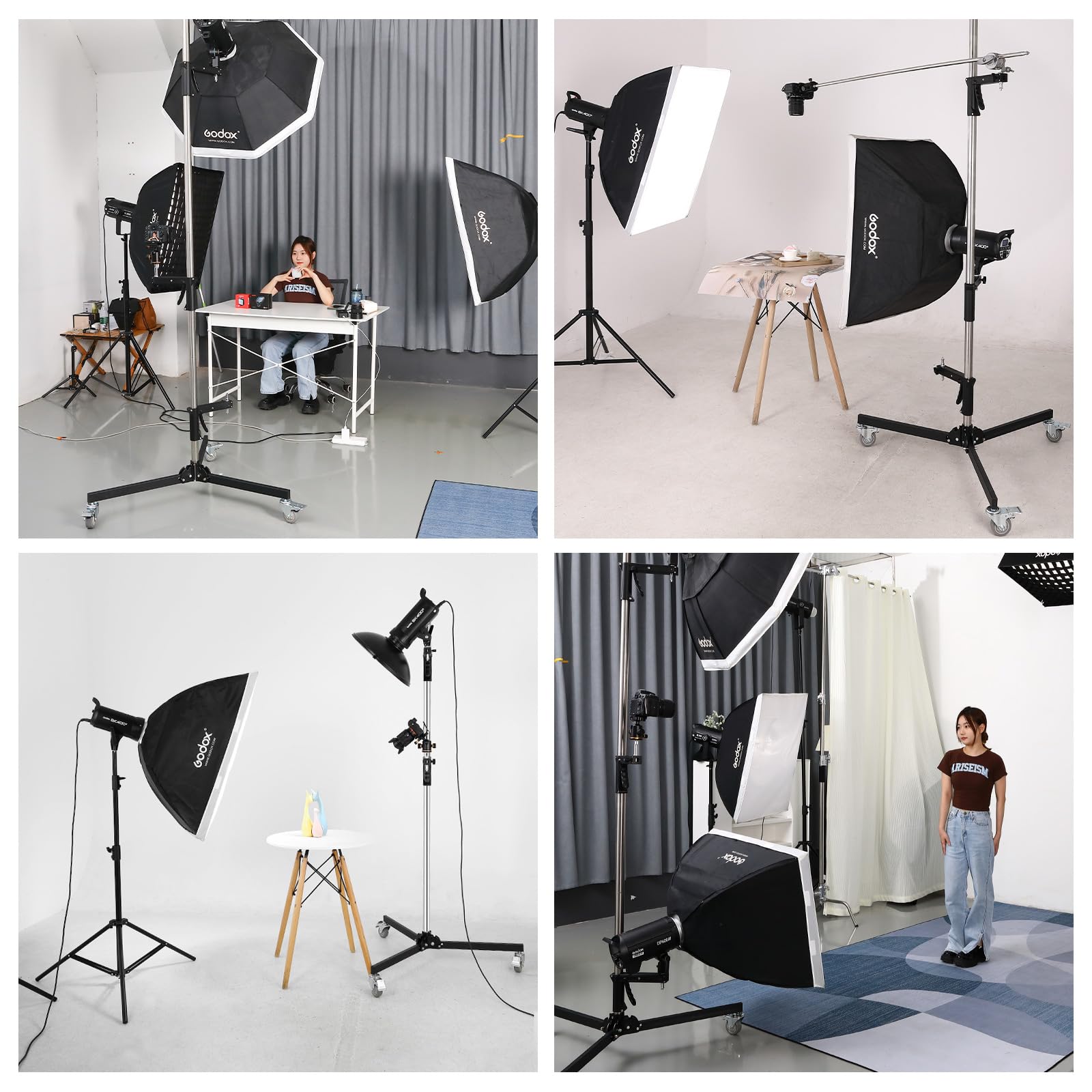 Heavy Duty M20 Steel Wheeled Pistol Grip Light Stand for Photography - 6.5' Max Height, 22 Lbs Load Capacity with Sliding Arm & Chrome-Plated Column | Perfect for Studio, Portrait, Product Photography and Video Lighting Setup