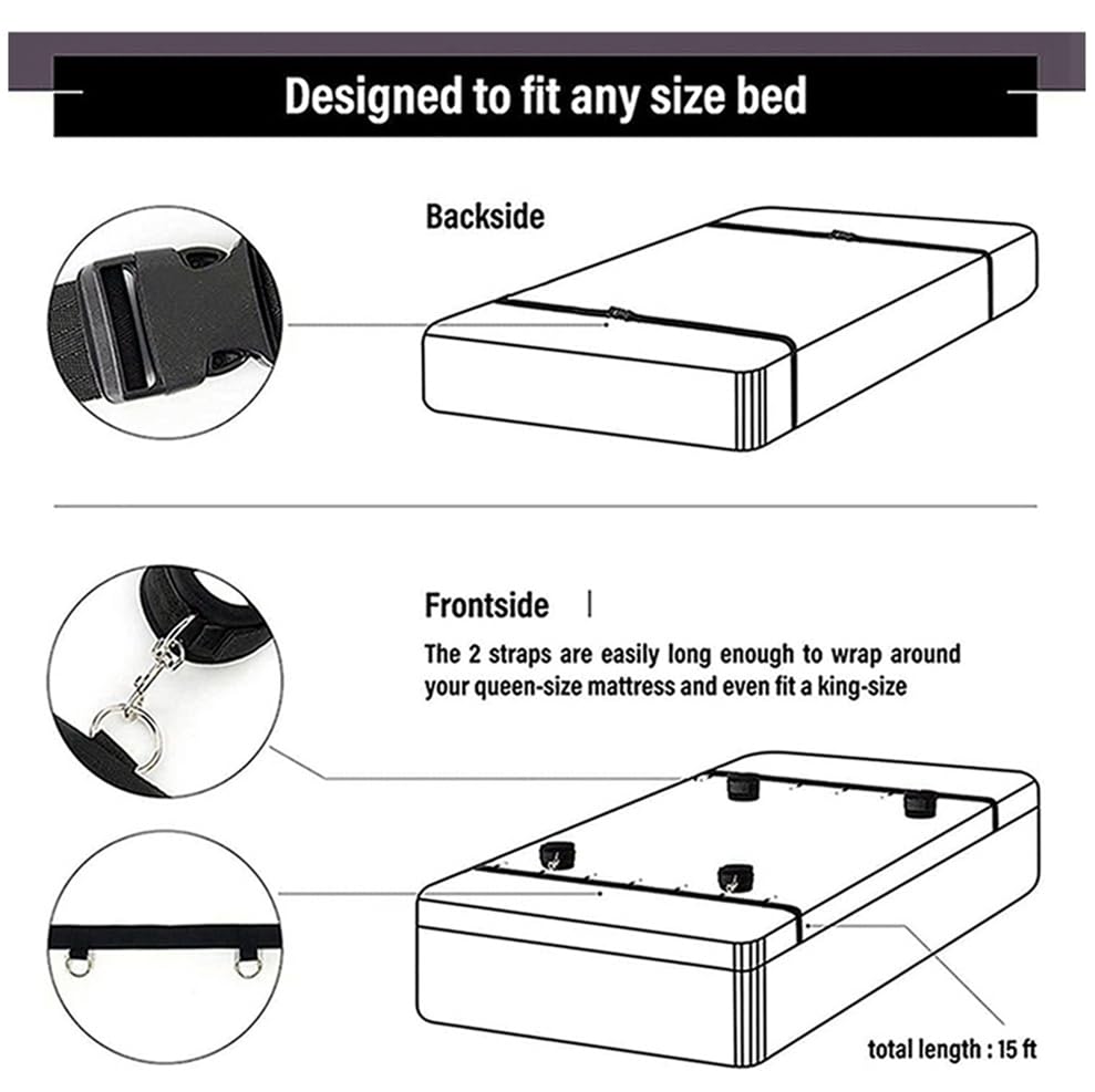 BDSM Bondage Restraints Kit for Couples - Adjustable Bed Straps, Wrist & Ankle Cuffs, Spreader Bar & Handcuffs for Adults - Perfect for Bedroom Play, Roleplay & Sensory Exploration