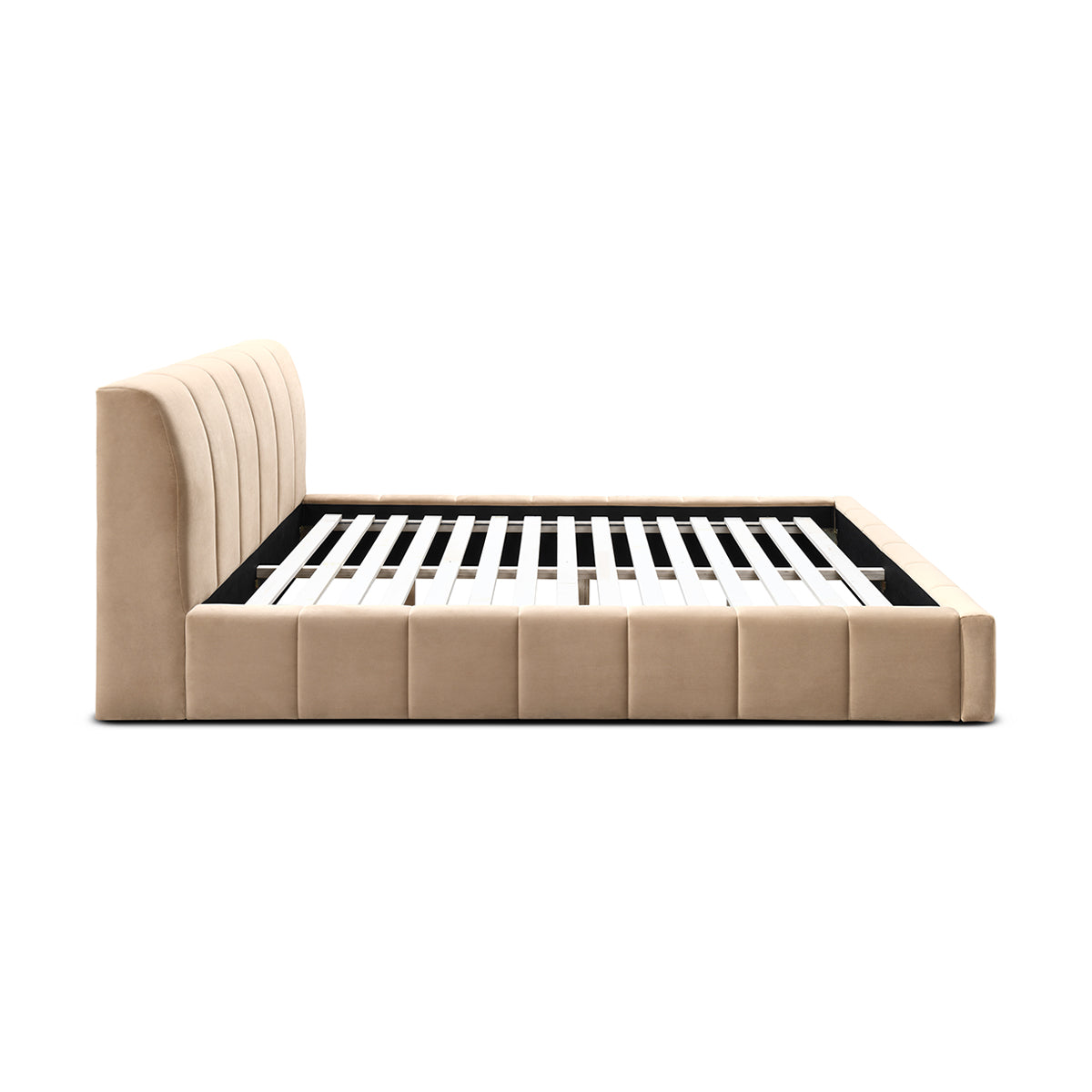 Luxury Velvet Queen Size Bed Frame - Sapphire Blue Upholstered Platform Bed with Wooden Slats | Perfect for Master Bedroom, Guest Room & Modern Home Decor