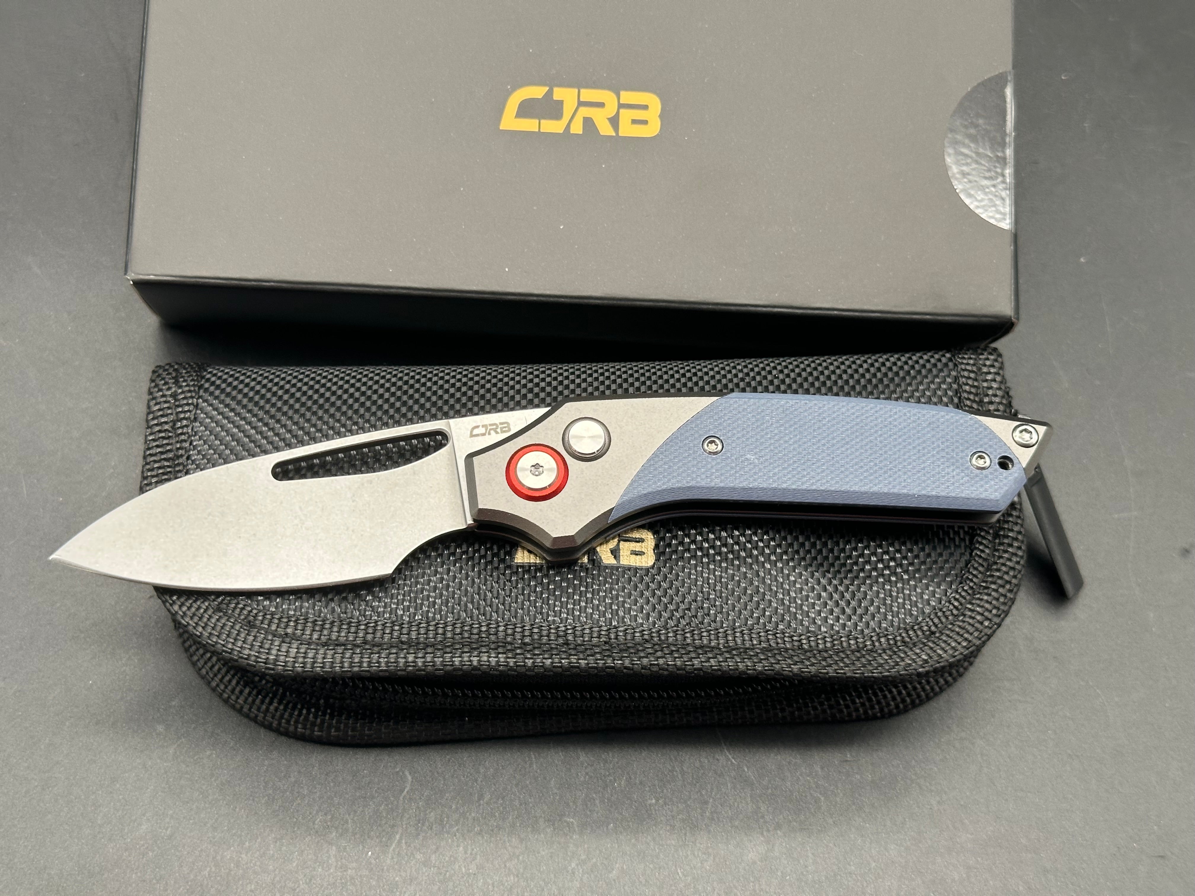 CJRB J1949 Folding Knife - AR RPM9 Steel Blade, Aluminum & G10 Handle - EDC Pocket Knife for Camping, Hiking & Outdoor Activities