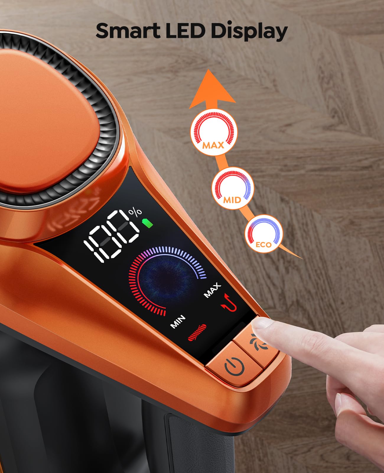 Powerful Cordless Vacuum Cleaner 550W/45Kpa with LED Display - 60 Min Runtime, Quiet & Tangle-Free for Pet Hair, Carpets & Hard Floors - Perfect for Home Cleaning & Pet Owners