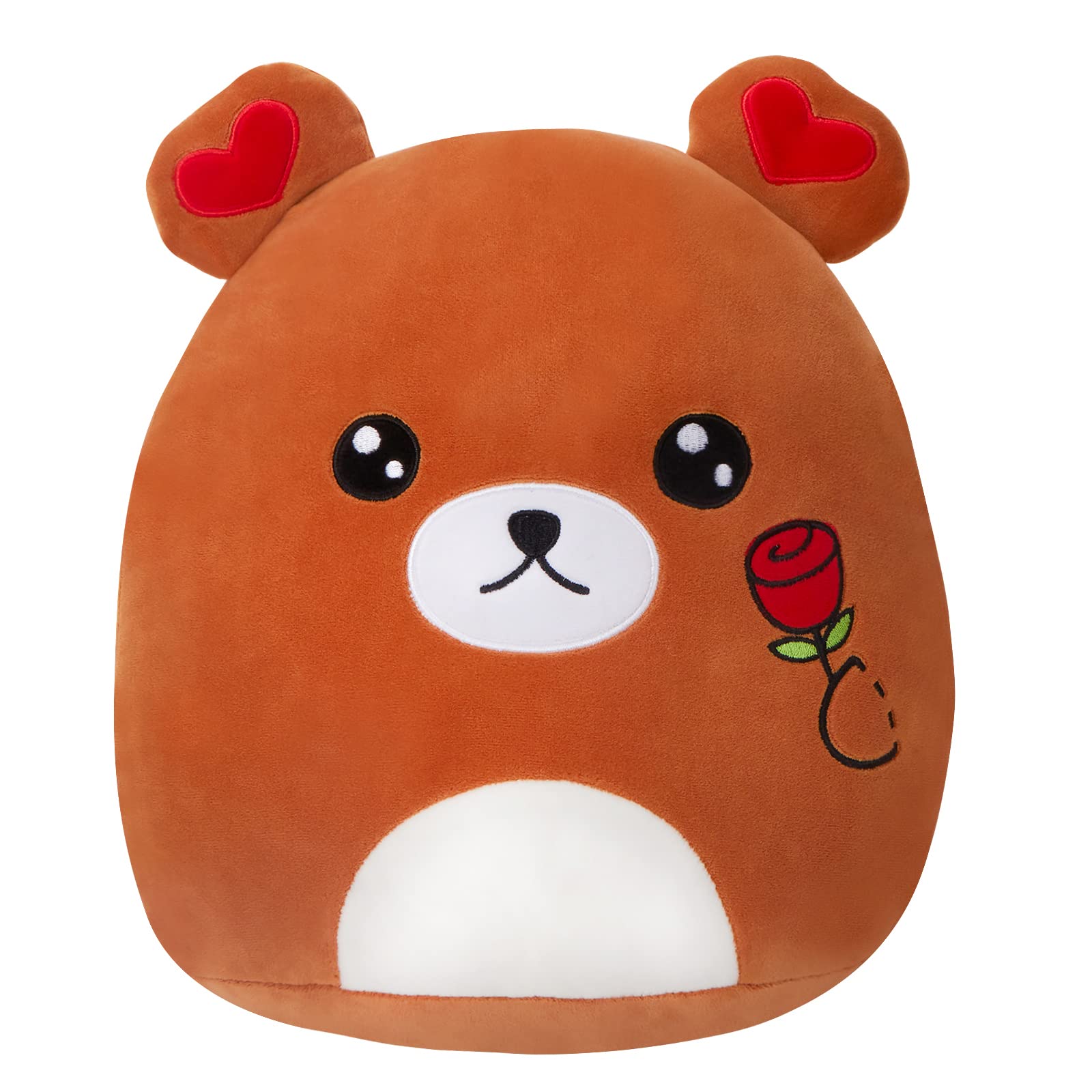 Cute Teddy Bear Plush Stuffed Animal - Soft Squishy Hugging Pillow with Rose Flower, Perfect Valentine's Day Gift for Girlfriend, Wife, Daughter | Romantic Birthday Present, Anniversary Gift Idea for Women & Girls