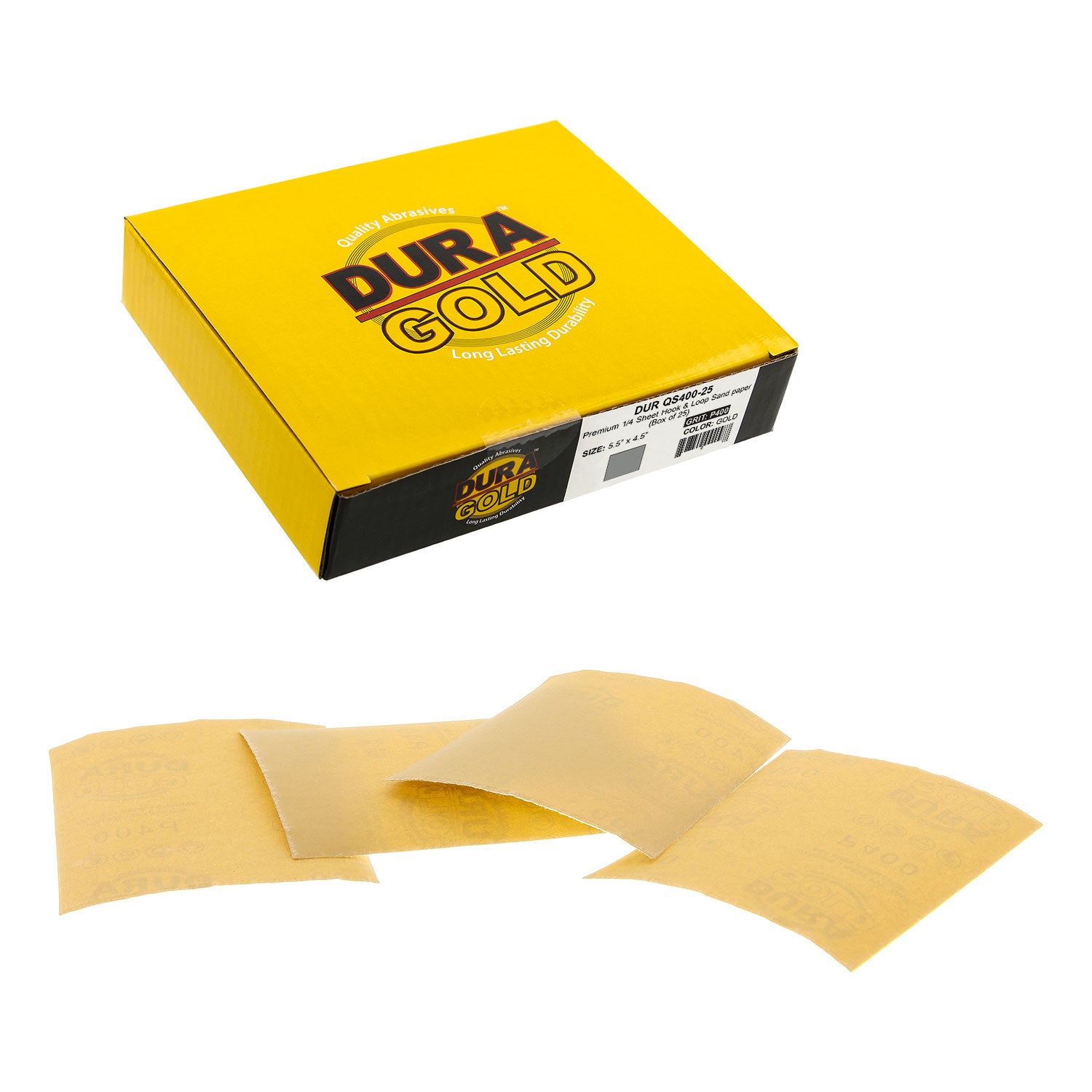 400 Grit 1/4 Sheet Hook & Loop Sandpaper 5.5