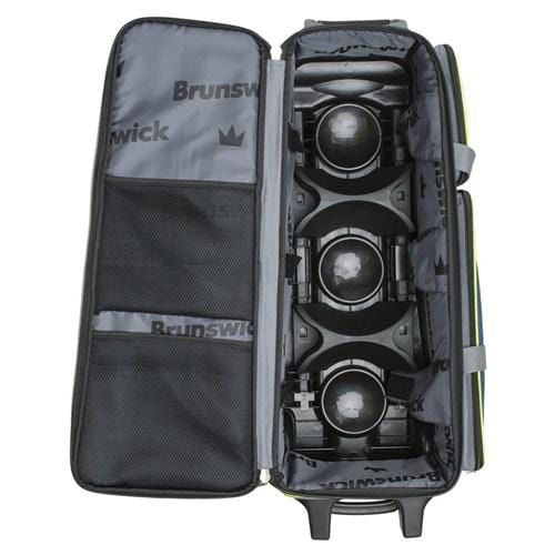 Brunswick Crown Deluxe Triple Roller Bowling Bag - Purple & Yellow for Men & Women - Perfect for League Play, Tournaments & Practice Sessions