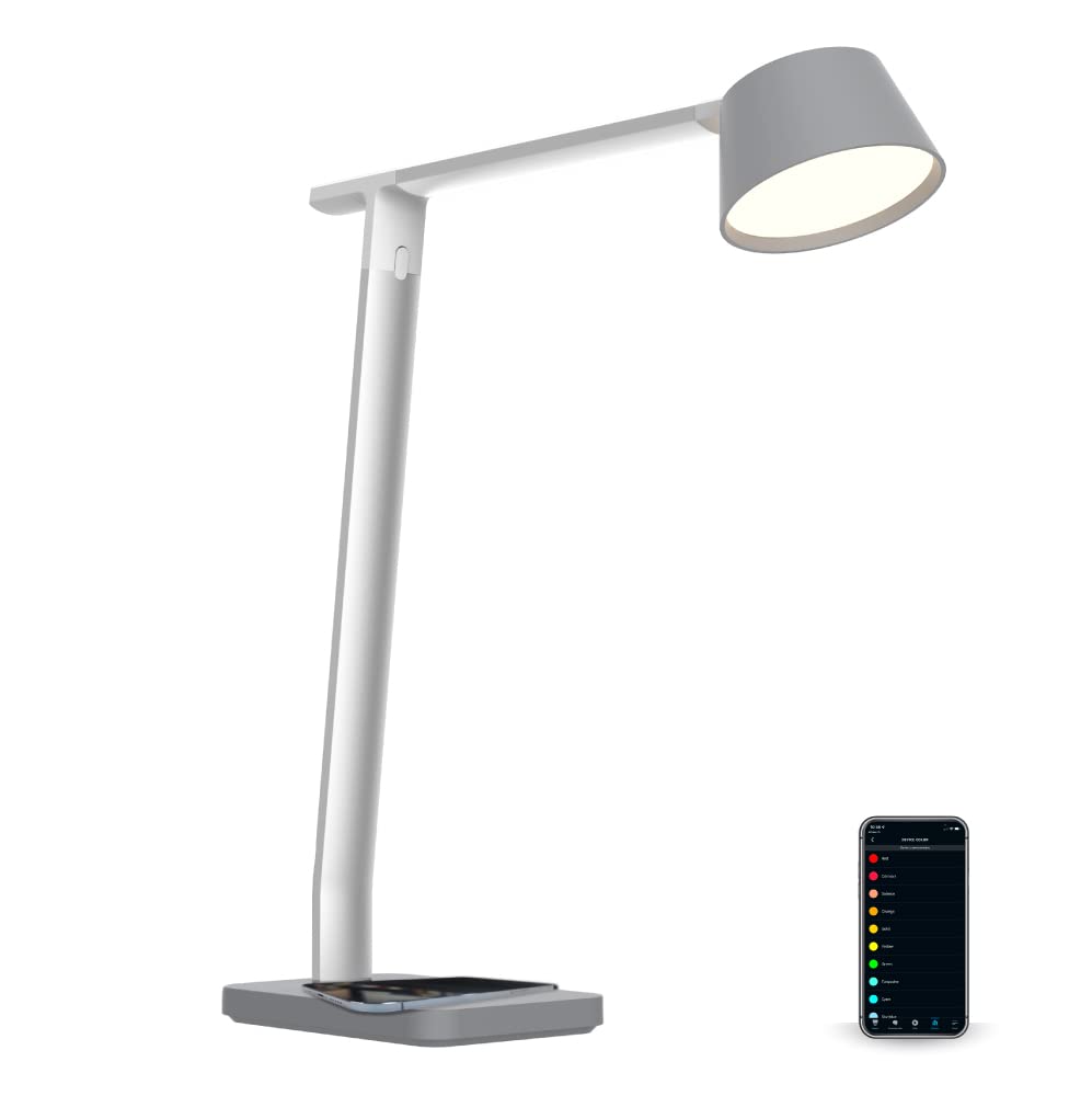 BLACK+DECKER Verve Designer Smart Desk Lamp with Alexa, Auto-Circadian Mode, 16M RGB Colors & Qi Wireless Charger - Perfect for Home Office, Gaming Setup and Nightstand Lighting