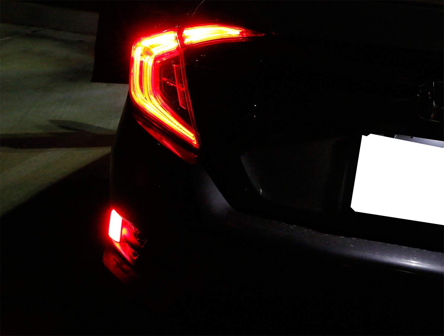 iJDMTOY 54-SMD LED Bumper Reflector Lights - Red Lens for 2016-2021 Honda Civic Sedan/Coupe | Tail Lights, Brake Lights & Rear Fog Lights Replacement | Enhanced Night Visibility & Safety Driving