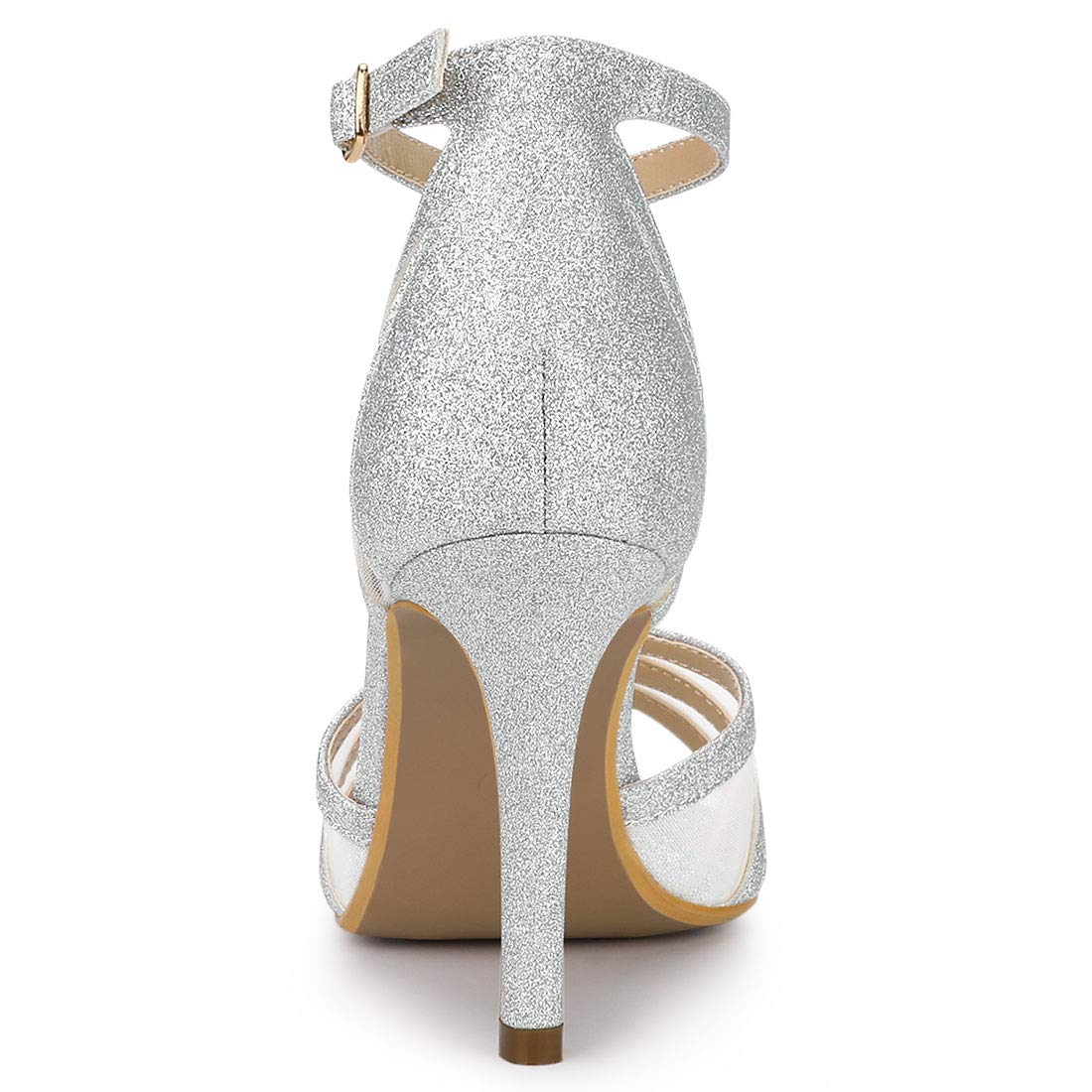 Allegra K Women's Glitter Ankle Strap Stiletto Heel Sandals - Sexy Evening Party Shoes for Prom, Wedding & Special Occasions