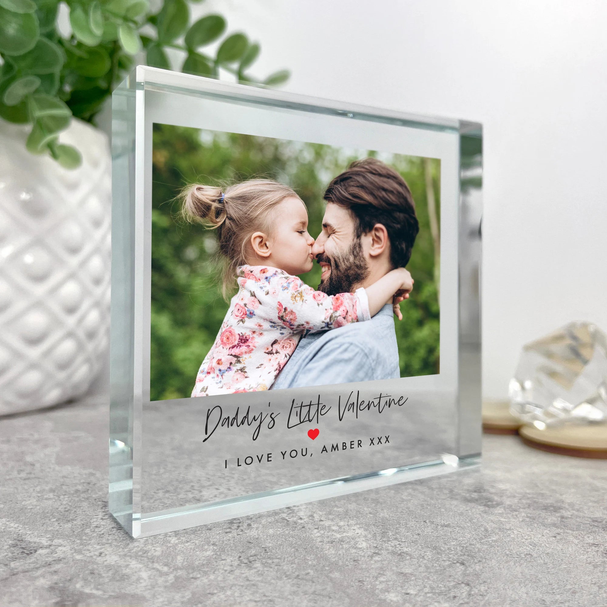 Personalized Little Valentine's Photo Red Heart Crystal Keepsake - Perfect for Anniversary Gifts, Wedding Favors & Romantic Souvenirs