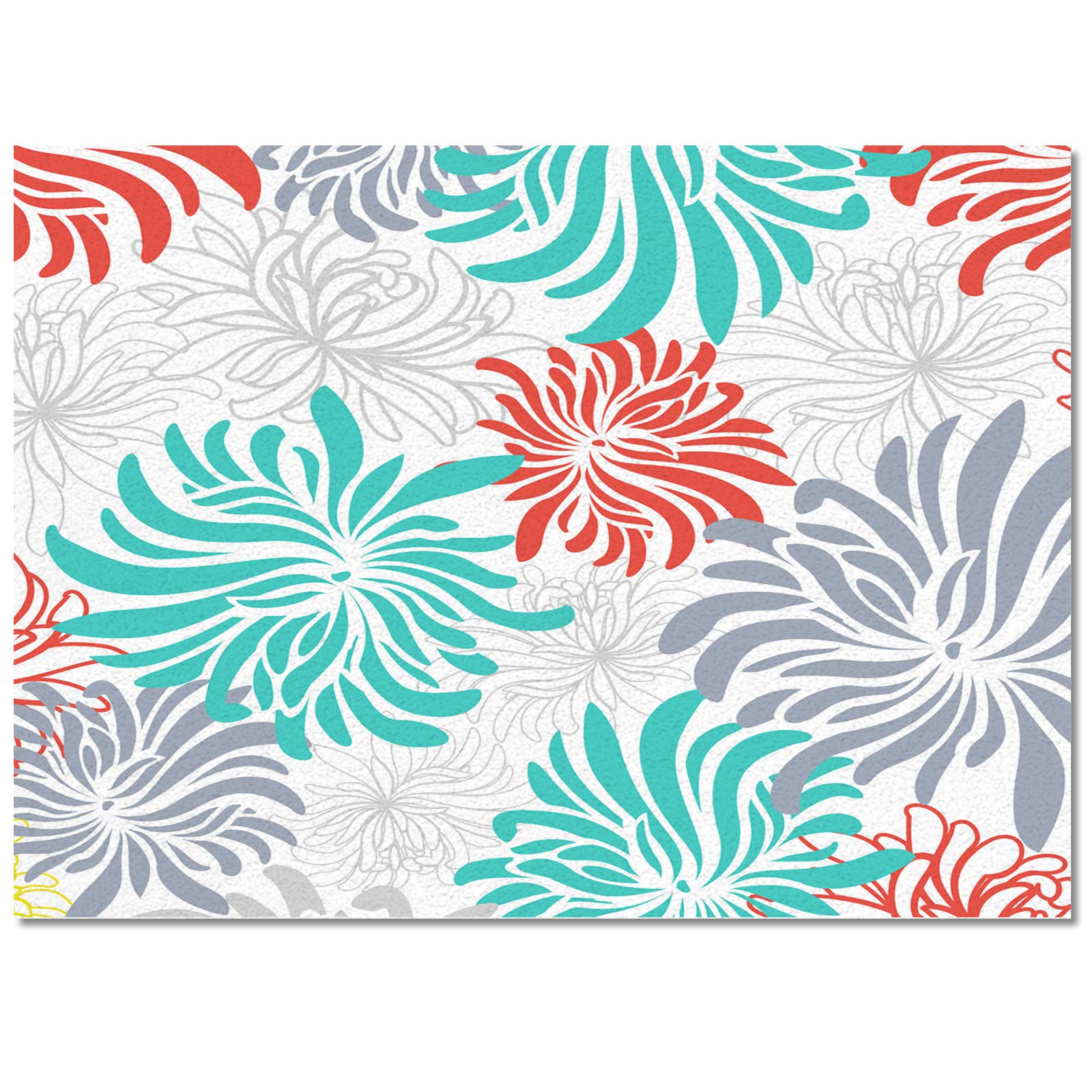 Non-Slip 3'x5' Chrysanthemum Floral Area Rug - Soft Abstract Flower Carpet for Living Room, Bedroom & Nursery | Home Decor Floor Mat for Cozy Indoor Spaces