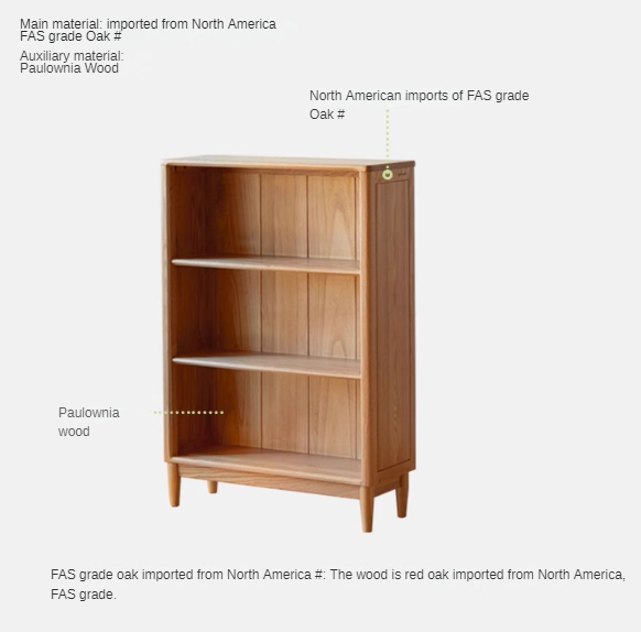 Oak Solid Wood Modern Open Grid Bookcase - Stylish Storage for Books & Décor - Perfect for Living Room, Office & Library Organization