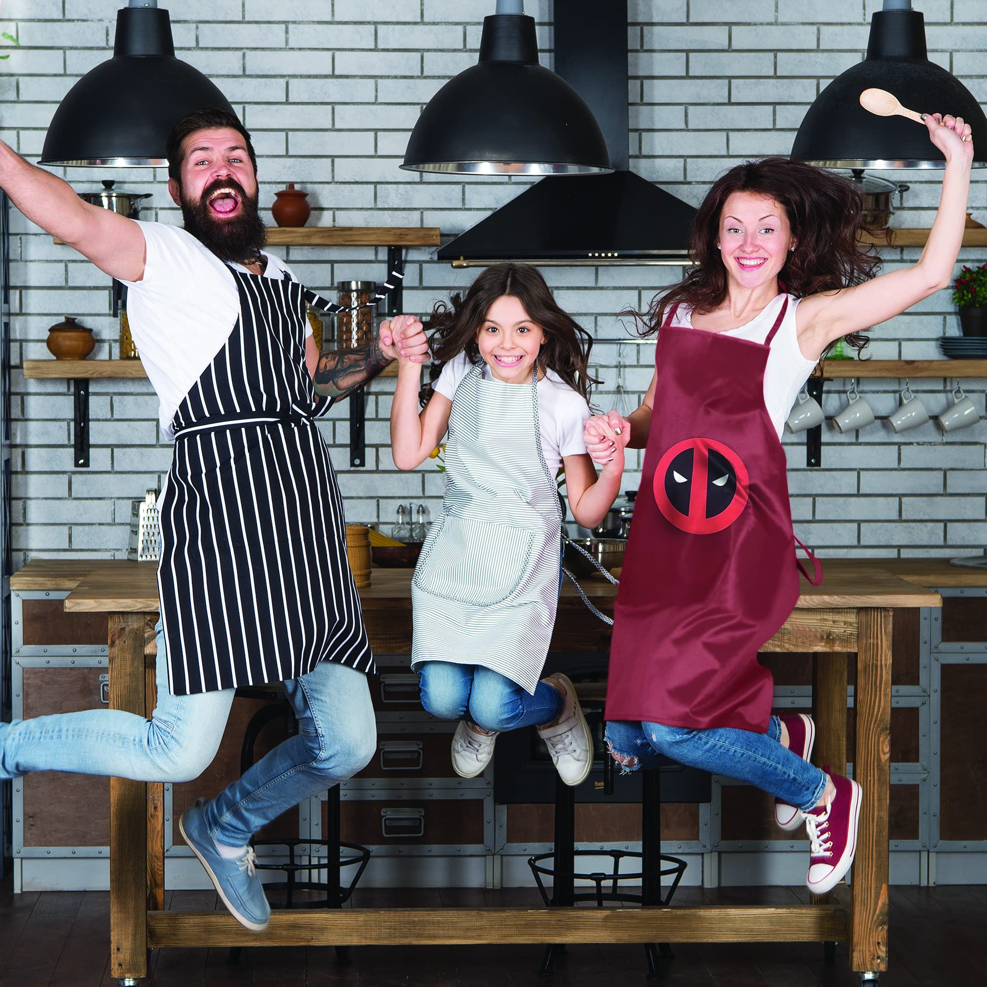 Deadpool Unisex Water-Resistant Bib Apron - Superhero Red & Black Design for Cooking, Grilling & BBQ - Perfect for Home Chefs & Superhero Fans