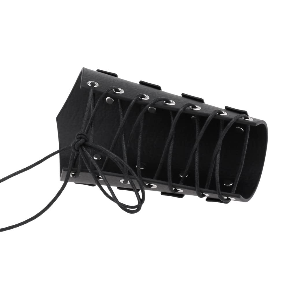 Unisex Leather Gauntlet Wristband - Punk Style Wide Wrap Bracer Arm Armor Cuff for Men & Women - Perfect for Cosplay, LARP, Gothic Fashion and Motorcycle Riding