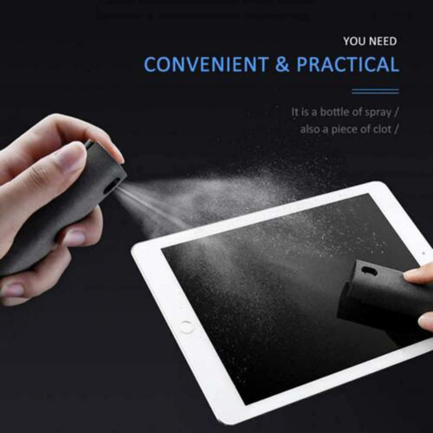 Touchscreen Mist Cleaner & Fingerprint-Proof Screen Cleaner Spray - Safe for Phones, Laptops & Tablets - 2-in-1 with Microfiber Cloth (Gray) - Perfect for Home, Office & Travel Use