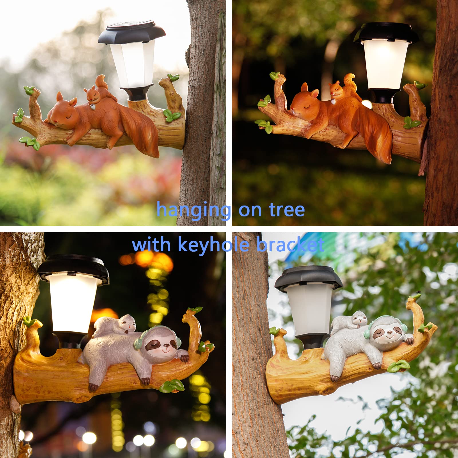 Solar Powered Outdoor Hedgehog Garden Statues - Waterproof Resin Animal Figurines for Patio, Backyard & Lawn Decor - Unique Gift Idea for Adults & Kids - Perfect for Garden Lighting, Pathway Marking & Landscape Decoration (Sloth Design)