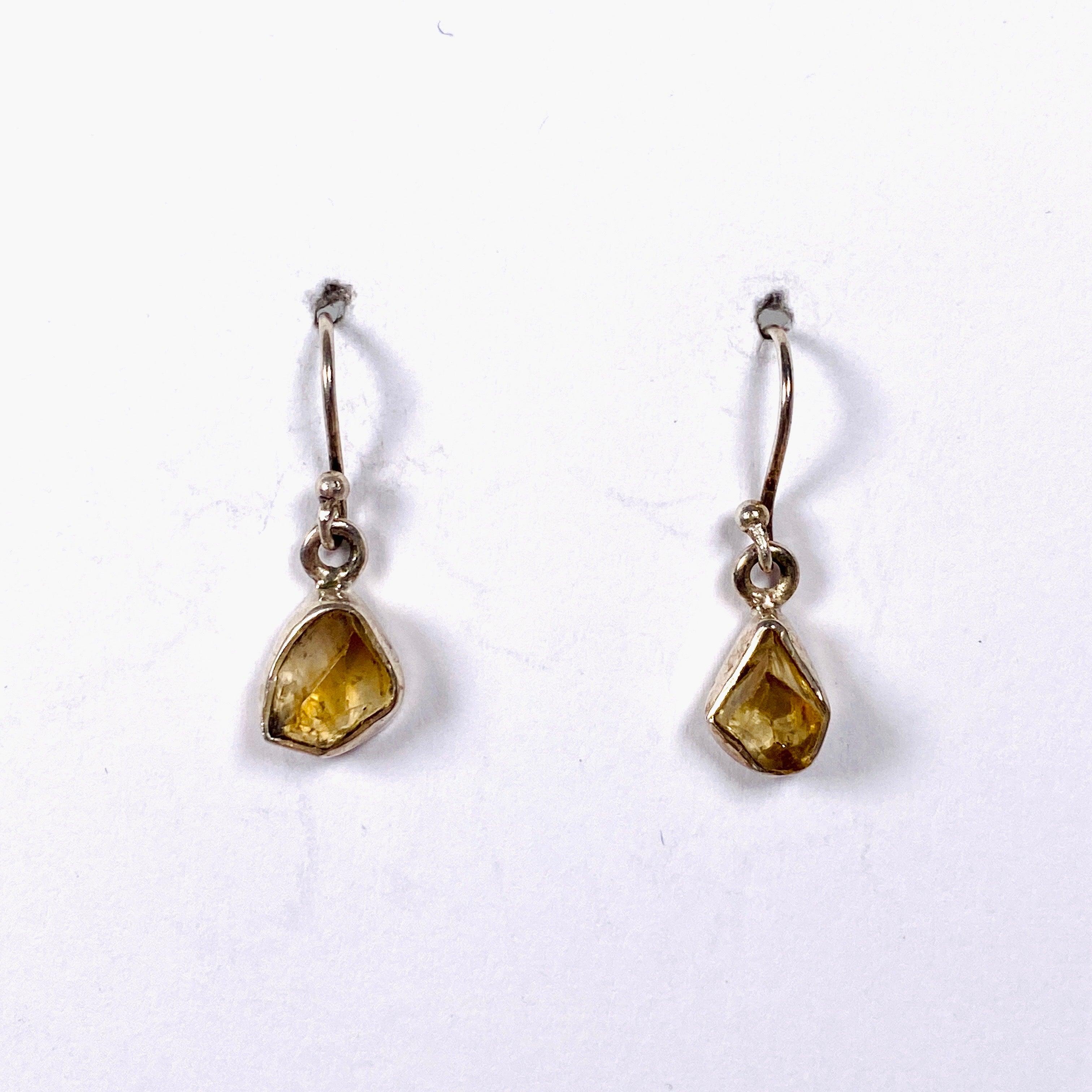 Natural Citrine Raw Stone Earrings E2359 - Handmade Boho Jewelry for Women - Perfect for Everyday Wear, Boho Chic Outfits & Spiritual Healing