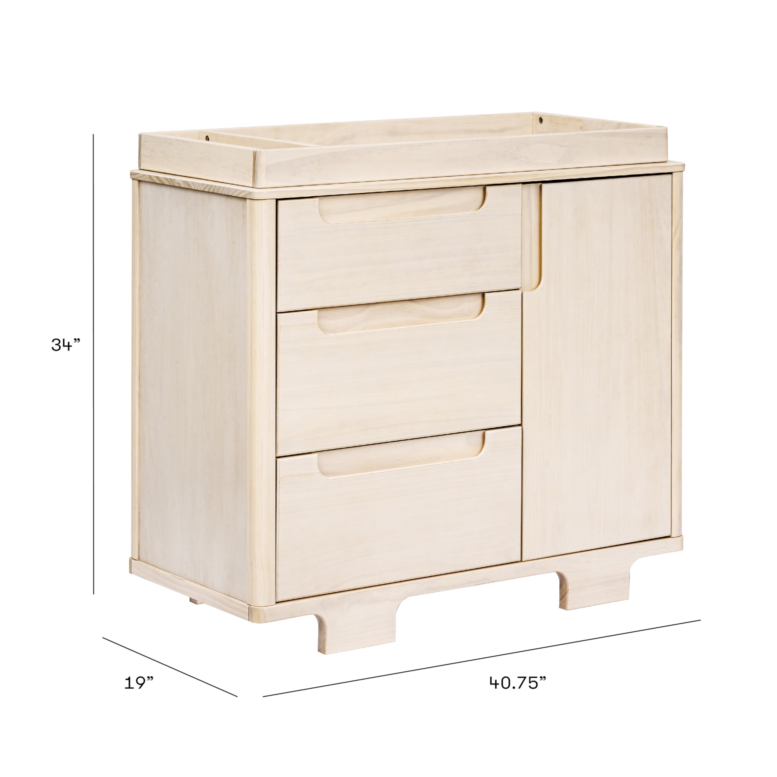 Babyletto Yuzu 3-Drawer Dresser in Washed Natural - Greenguard Gold Certified Eco-Friendly Nursery Furniture for Baby's Room Organization & Storage
