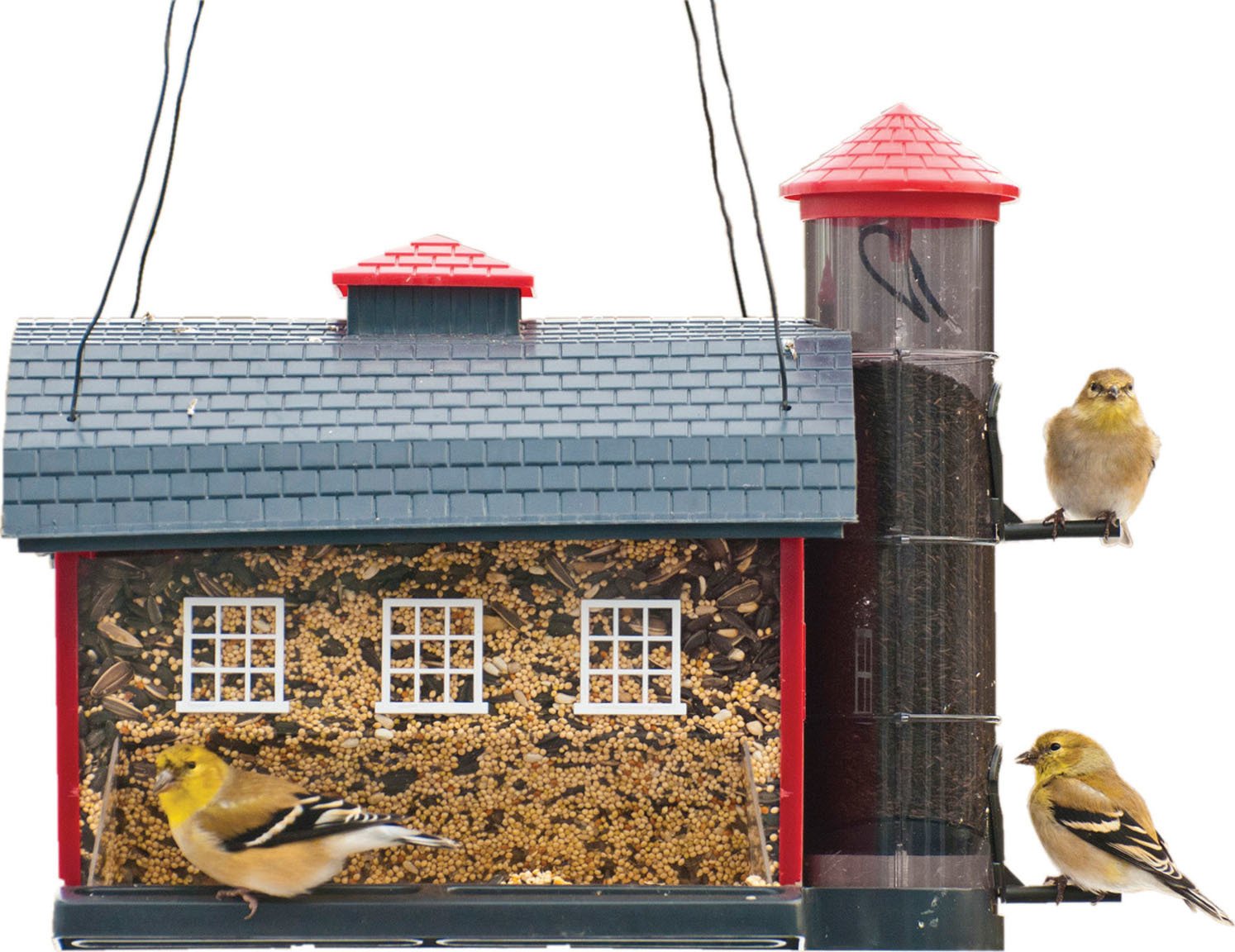 REDBARN Kay Home Products Combo Bird Feeder - Hanging Outdoor Bird Feeder with Seed & Suet for Wild Birds - Perfect for Garden, Backyard & Patio Bird Watching