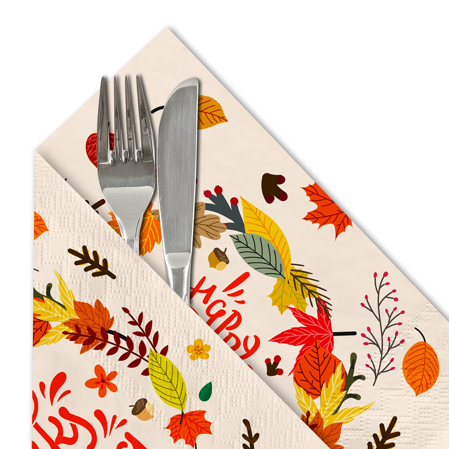 Gatherfun Thanksgiving Party Supplies - 50 Pack Fall Leaves Disposable Paper Napkins for Thanksgiving Dinner, Autumn Party Decorations | Perfect for Holiday Tablescapes, Family Gatherings & Seasonal Celebrations