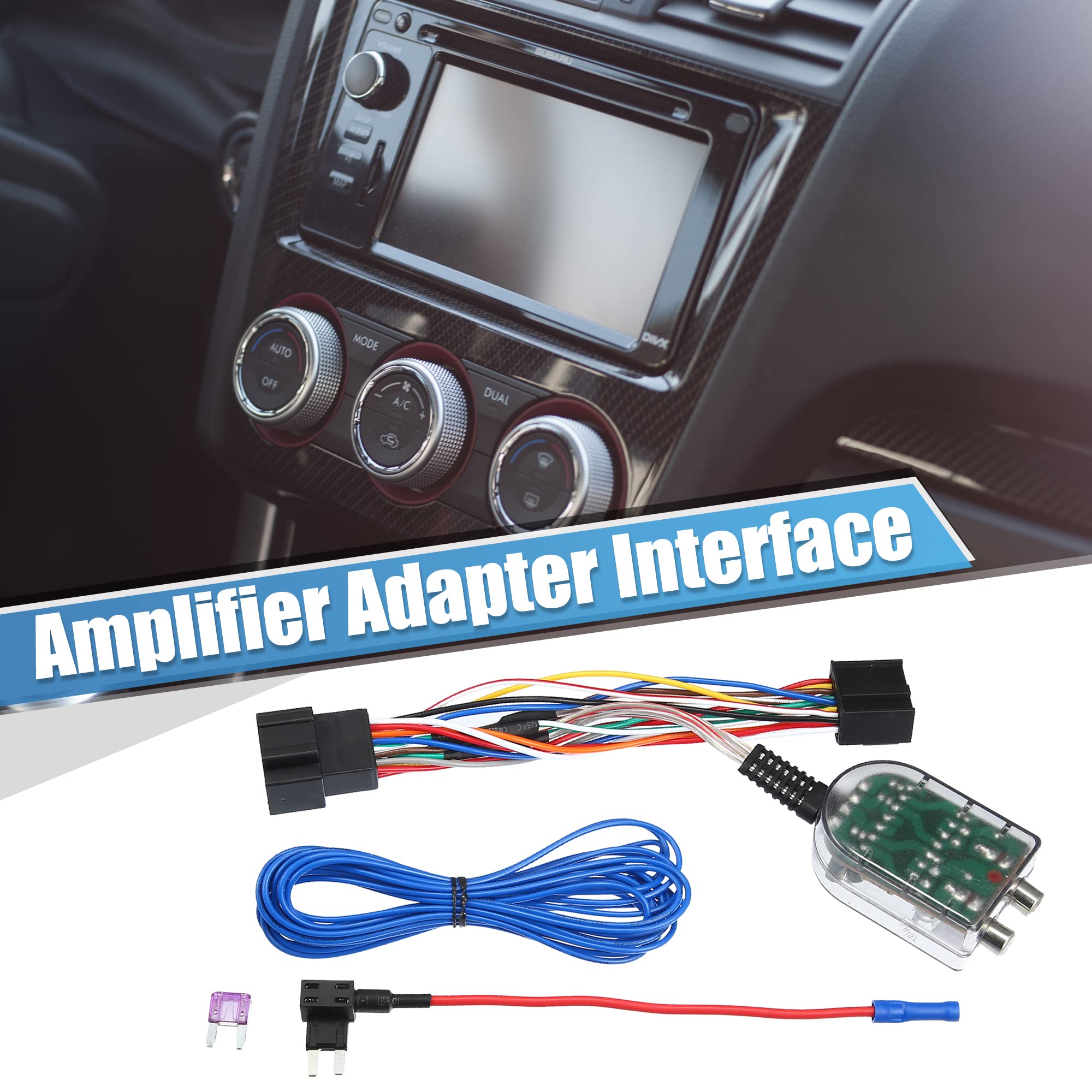 X AUTOHAUX Car Amplifier Adapter Interface for Chevrolet Silverado 2007-2013 - Blue Extension Wire with Fuse - Easy Radio System Upgrade for Enhanced Audio Performance
