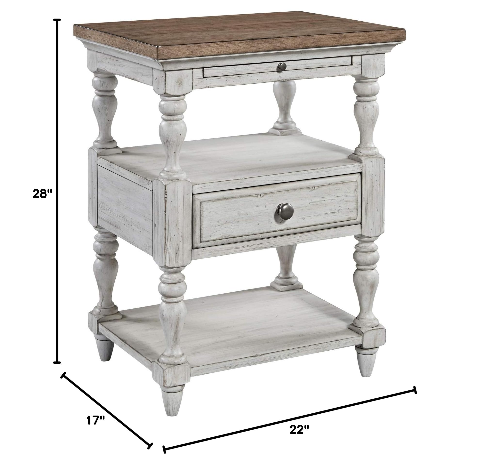 Liberty Furniture Industries White 1-Drawer Nightstand - Modern Bedside Table for Bedroom, Living Room & Guest Room Storage