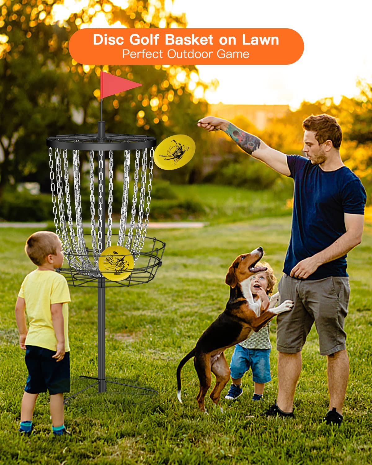 Professional NQV 24-Chain Portable Disc Golf Basket with Carry Bag - Indoor & Outdoor Disc Golf Target, Cage, Goal for Practice & Games | Perfect for Backyard, Park, and Tournament Play