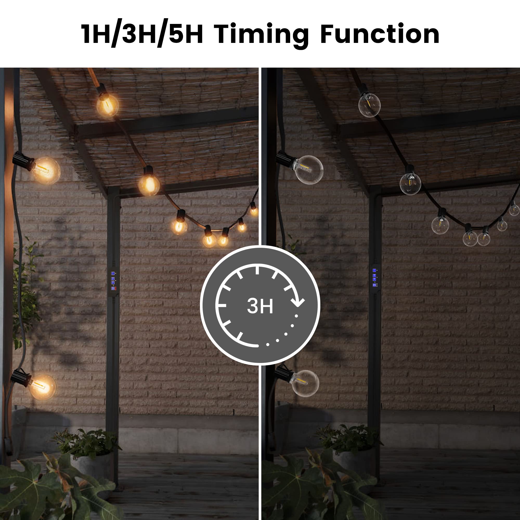 360W Outdoor Dimmable Plug for LED String Lights - Weatherproof Dusk to Dawn Timer Switch for Patio, Garden & Backyard Lighting | Perfect for Decorative, Party & Landscape Lighting