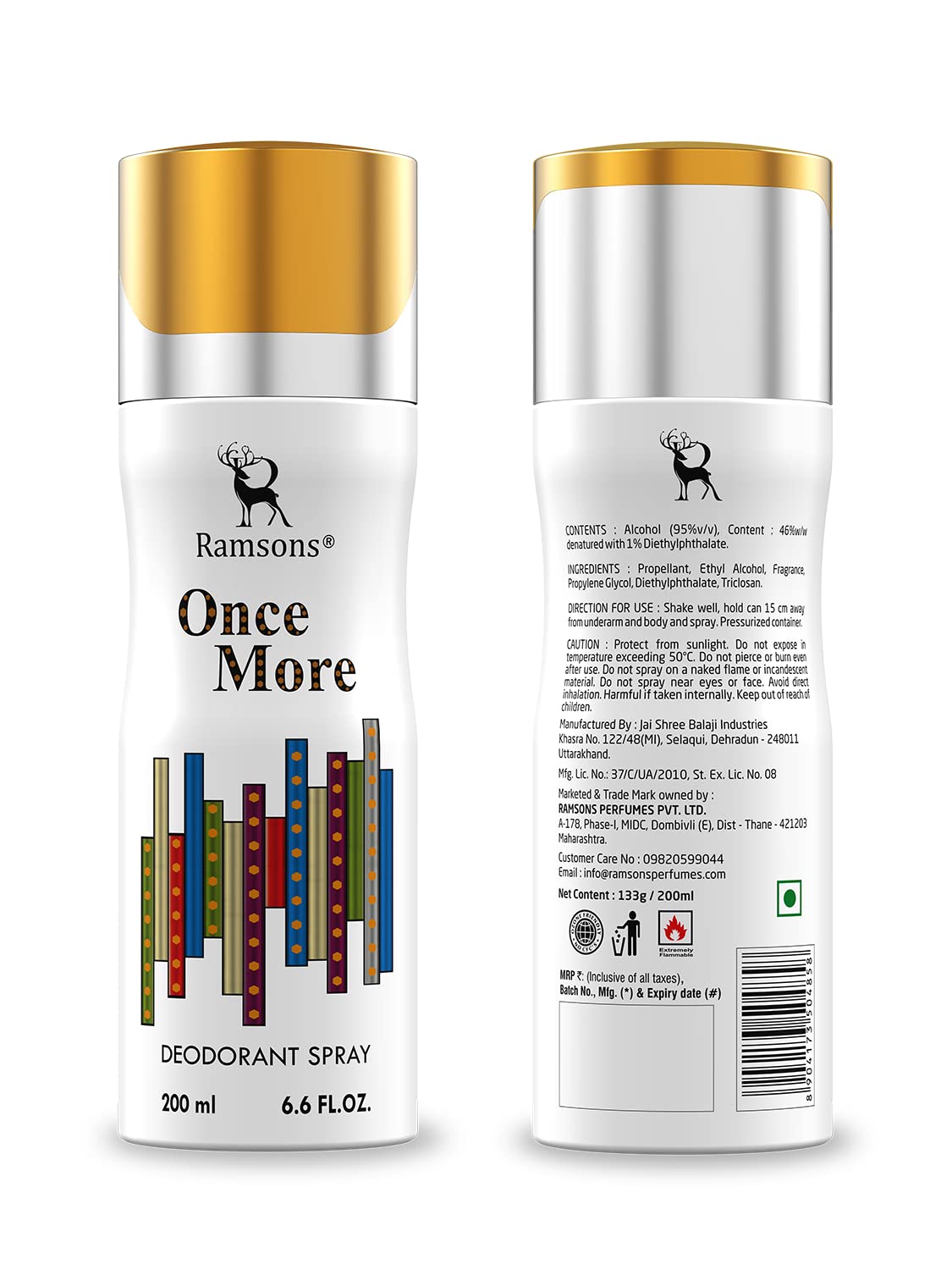 Ramsons Once More Deodorant Spray - 200ml | Long Lasting Fragrance for Men & Women | Fresh & Authentic Body Odor Protection | Perfect for Gym, Work & Daily Use
