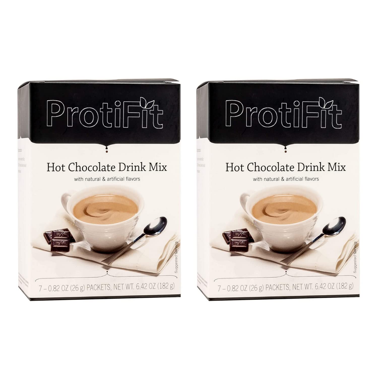 PROTIFIT High Protein Hot Chocolate Drink Mix - 15g Protein, Low Calorie, Low Carb, Low Fat, Low Sugar, Cholesterol Free (2 Pack, 7 Servings Each) | Ideal Protein Compatible | Perfect for Post-Workout Recovery & Healthy Weight Management