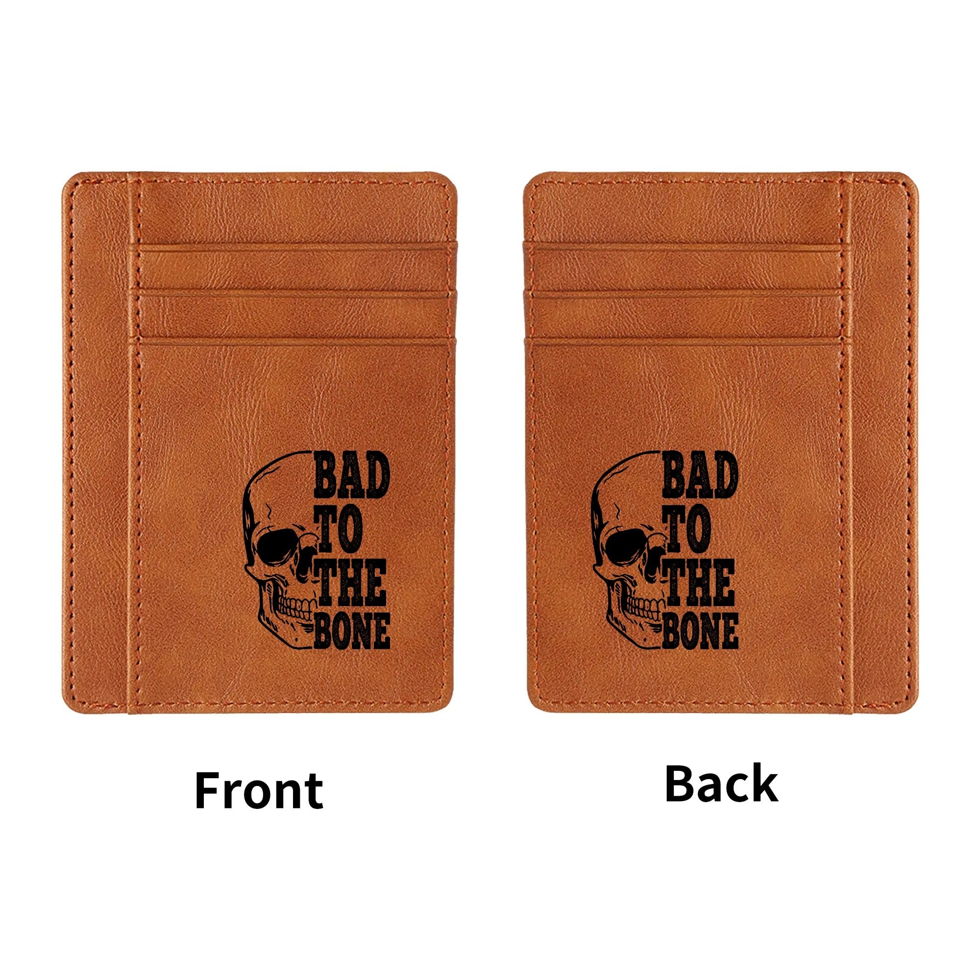 Bad To The Bone Minimalist Leather Wallets for Men - Slim RFID Blocking Bifold Wallet - Perfect for Everyday Carry, Travel & Gift Giving