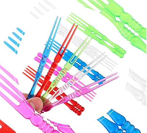 400-Piece Disposable 4-Inch Plastic Cocktail Picks - Colorful Fruit Forks, Cake & Dessert Forks - Perfect for Parties, Weddings, BBQs, and Cocktail Events