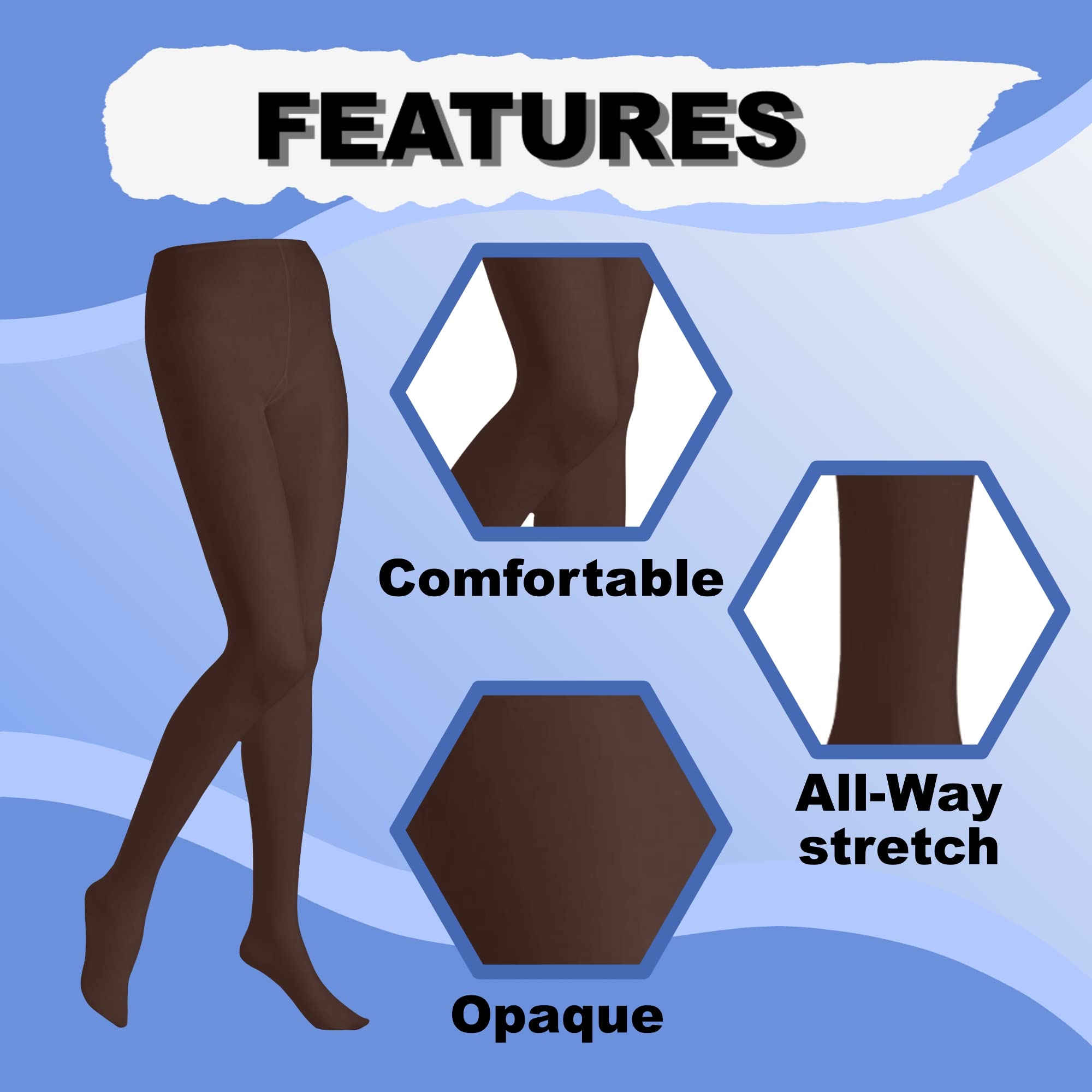 Butterfly EMEM Women's Plus Size Opaque Footed Tights - Queen Size Comfortable Stretchy Pantyhose for Work, Travel & Everyday Wear