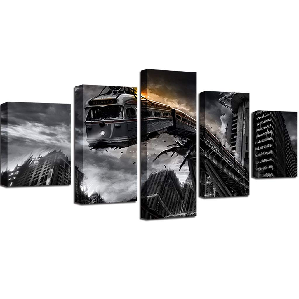 Vintage Cars 5-Panel Canvas Wall Art - Motorcycle & Off-Road Vehicle Paintings for Living Room & Bedroom Decor | Wooden Framed Retro Auto Prints | Perfect for Man Cave, Garage, or Office Wall Decor