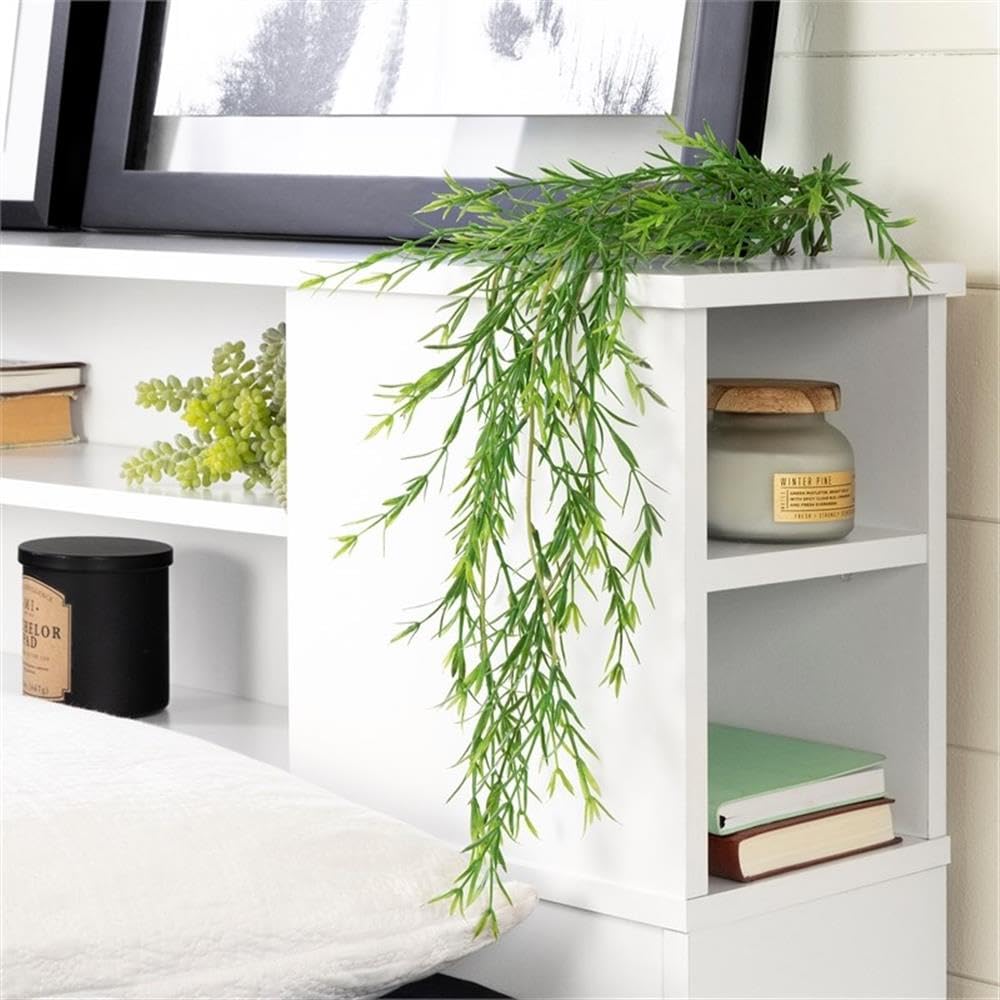 South Shore Vito Bookcase Headboard - Queen Size, Pure White Finish | Stylish Space-Saving Storage Solution for Bedrooms & Small Spaces
