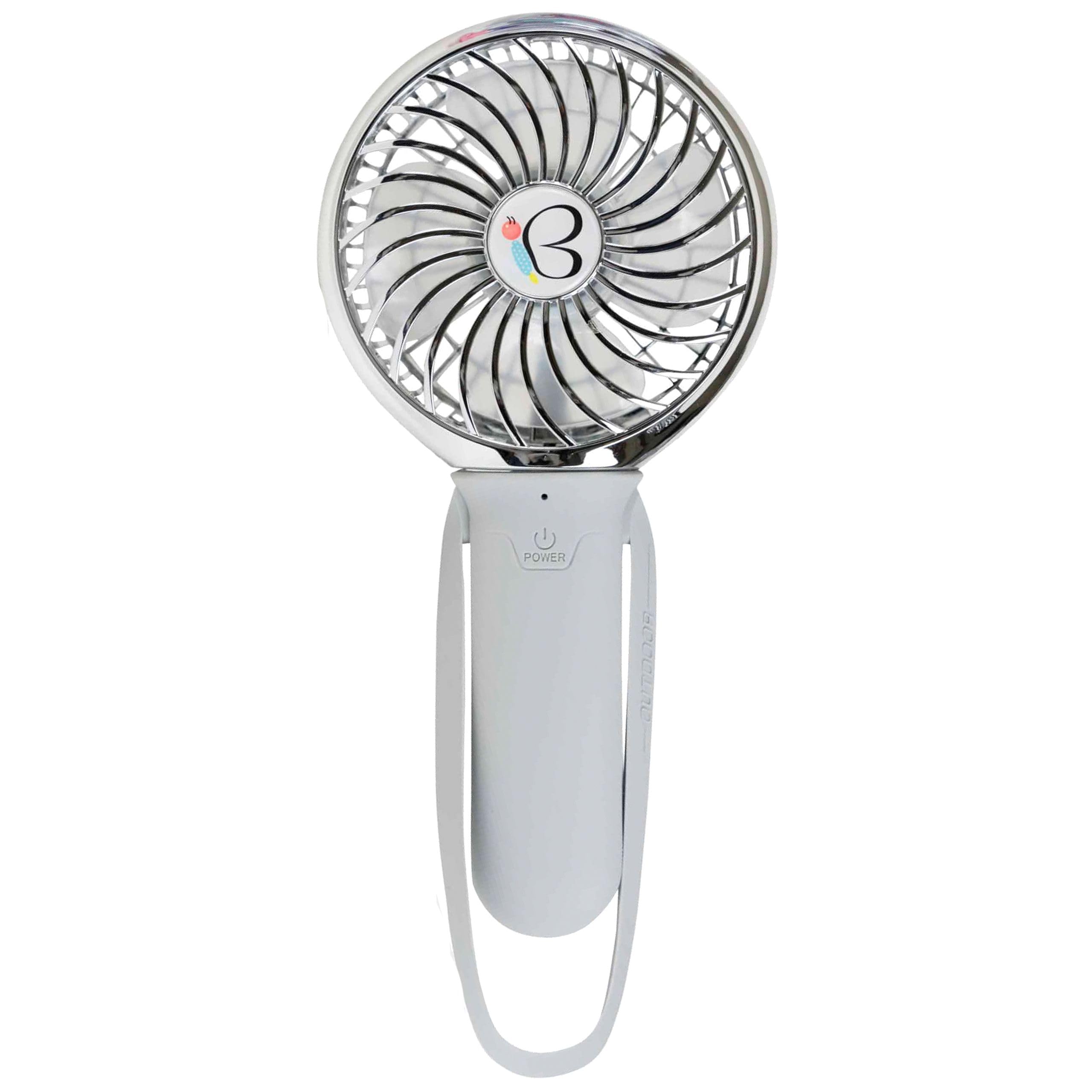 Buggygear 3 Speed USB Rechargeable Clip Fan with Power Bank & LED Flashlight - Portable Cooling Fan for Camping, Travel, Dorm, Office, Outdoor Activities - Gray/Chrome