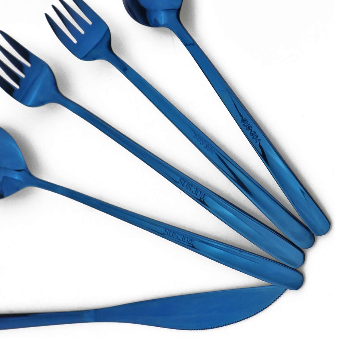Premium Gugrida Steak Knives Set - 6-Piece Stainless Steel Serrated Dinner Knives for Steak, Meat & Kitchen Use | Professional Multipurpose Cutlery with Ergonomic Handles (Shiny Blue) | Perfect for BBQs, Dinner Parties & Restaurant-Style Dining