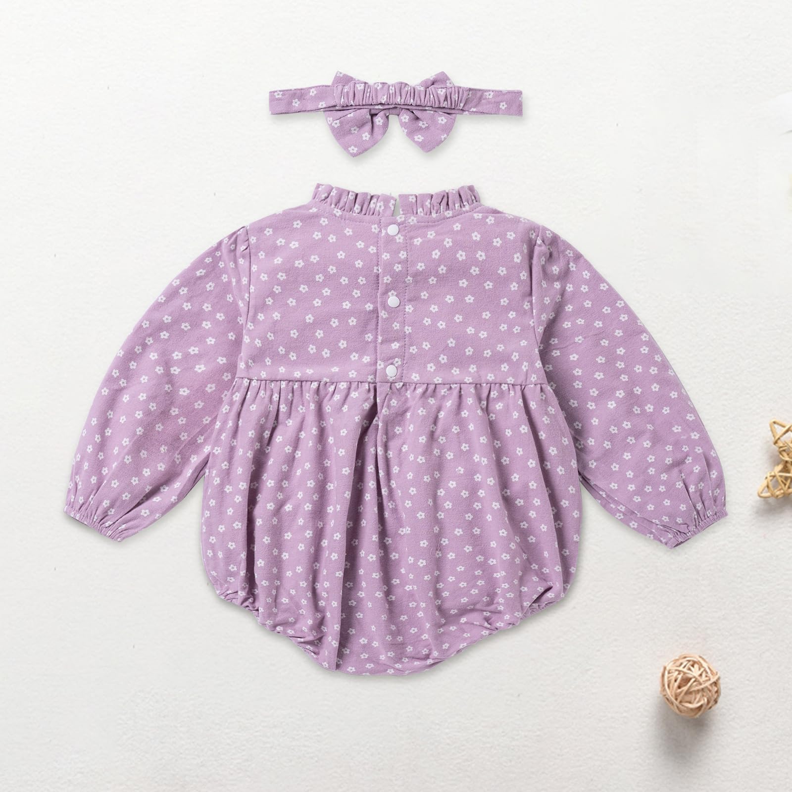 Adorable Baby Girl Long Sleeve Bubble Romper with Bonnet - Spring & Summer Toddler Outfit | Perfect for Playdates, Photo Shoots & Special Occasions